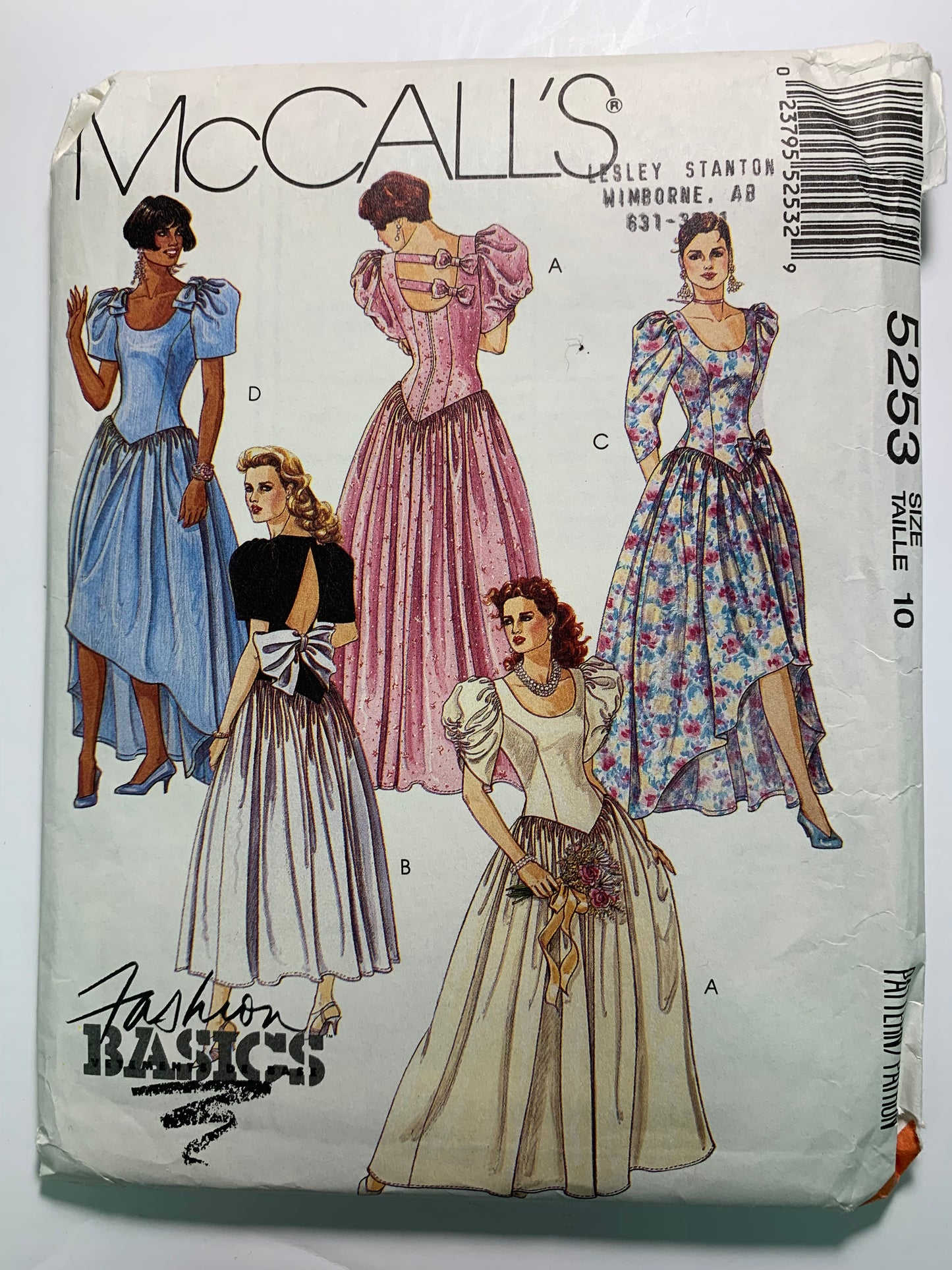 McCall's 5253 Misses' Bridesmaids' Gowns, Dress, Size 12, Uncut, Vintage 1991