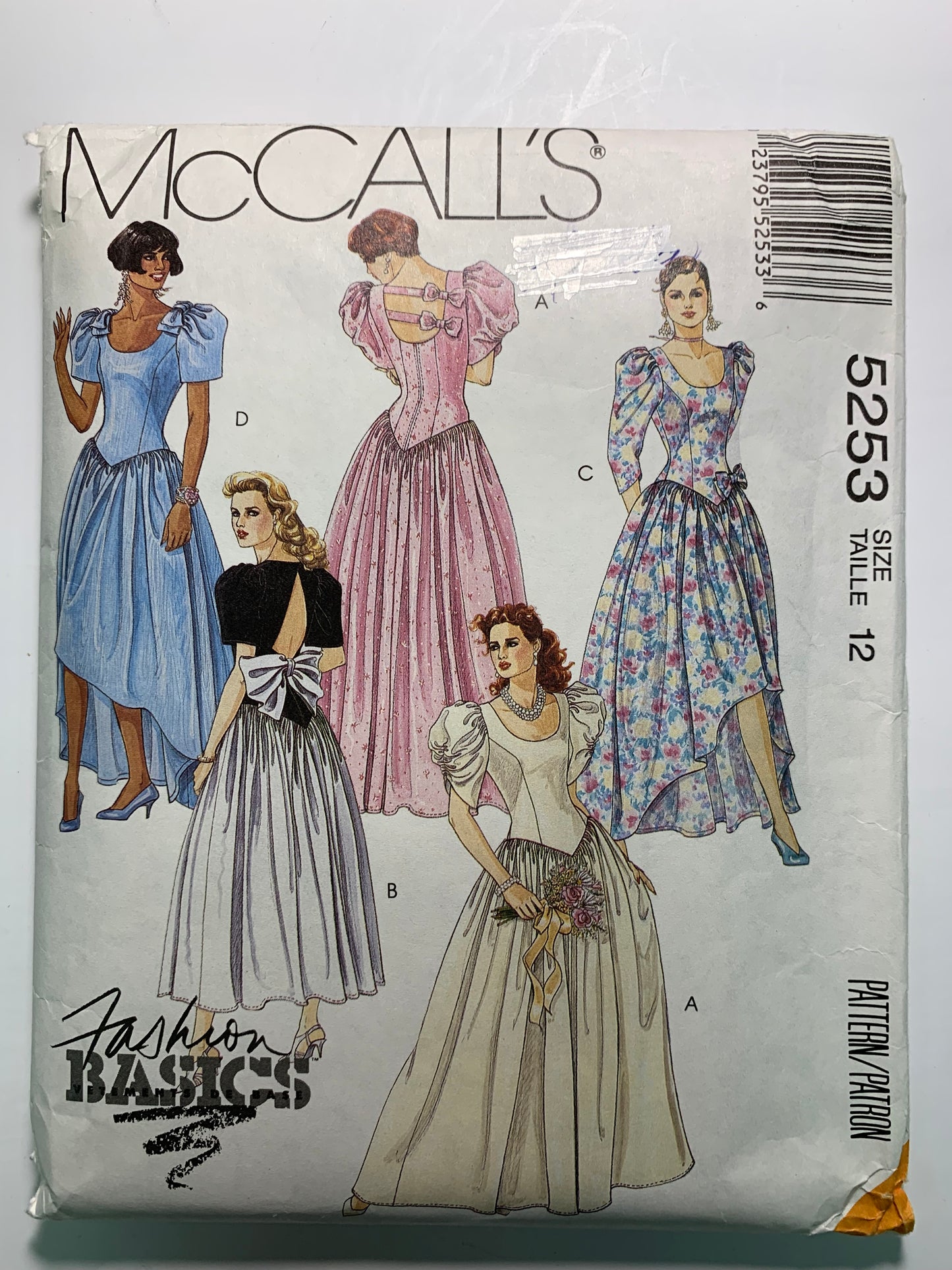 McCall's 5253 Misses' Bridesmaids' Gowns, Dress, Size 10, Uncut, Vintage 1991