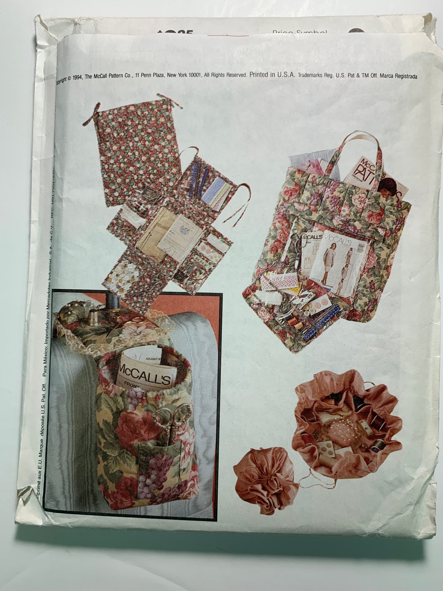 McCall's 7399 Crafts, Sew Organized, Eyeglass Case, Scissor Pocket, Armchair Caddy, Uncut, Vintage 1994