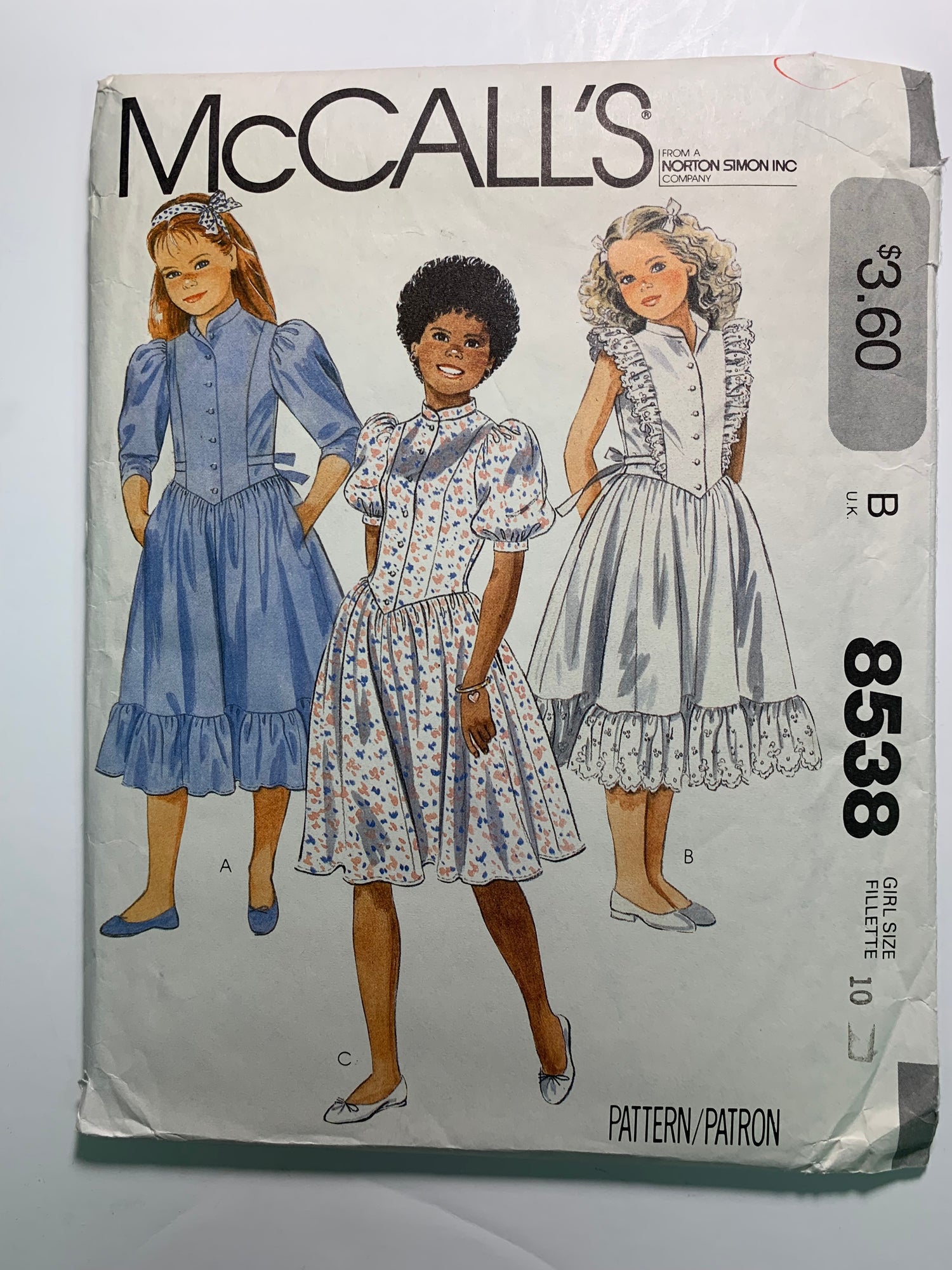 McCall's 8538 Girls' Dress, Size 10, Uncut, Vintage 1983