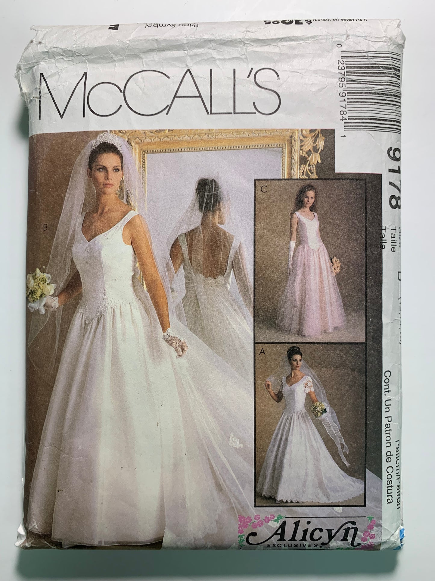 McCall's 9178 Misses' Bridal Wedding Gowns, Size 12-16, Cut, Vintage 1998