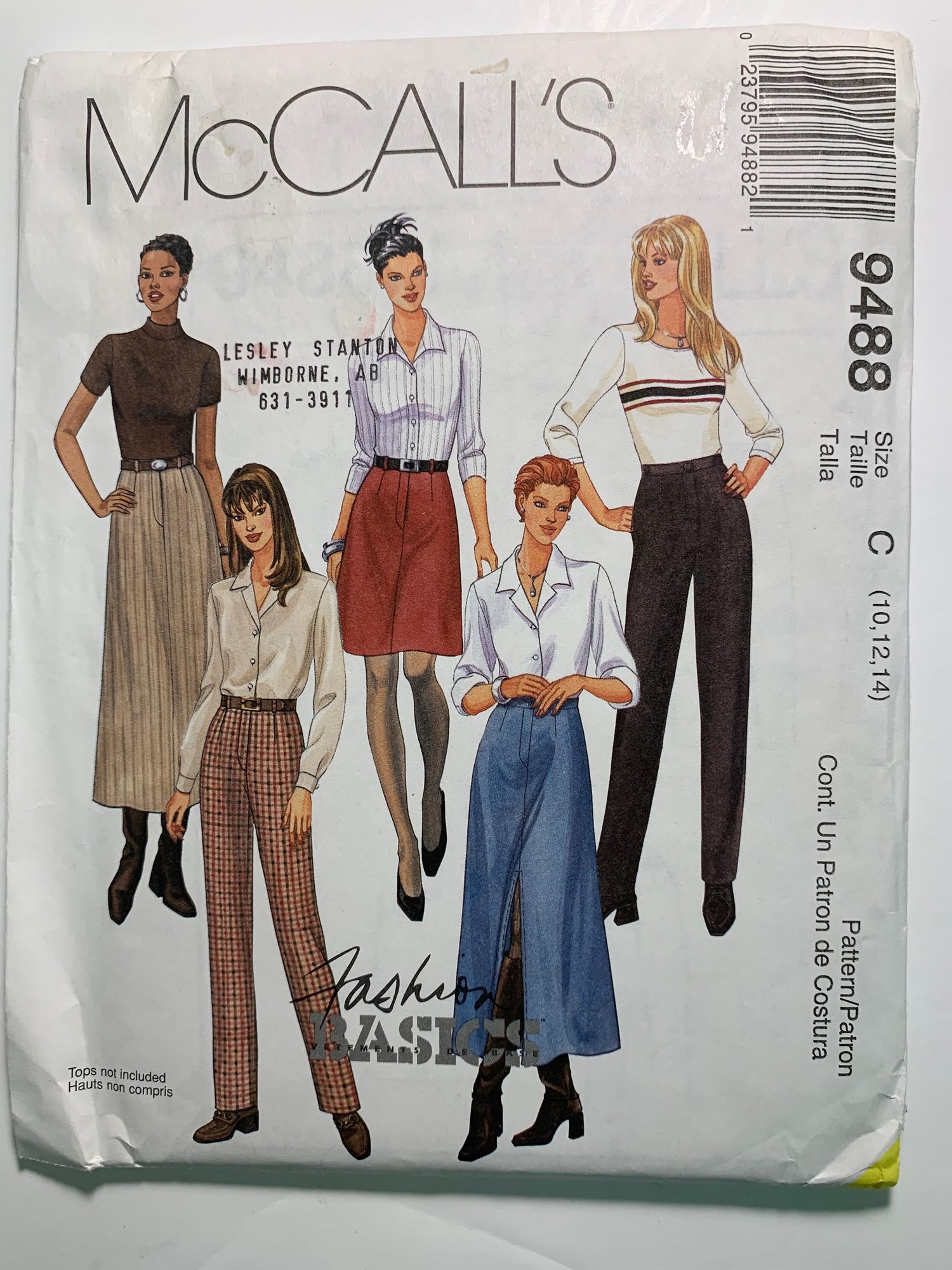 McCall's 9488 Misses' Skirt, Pants, Size 10-14, Uncut, Vintage 1998
