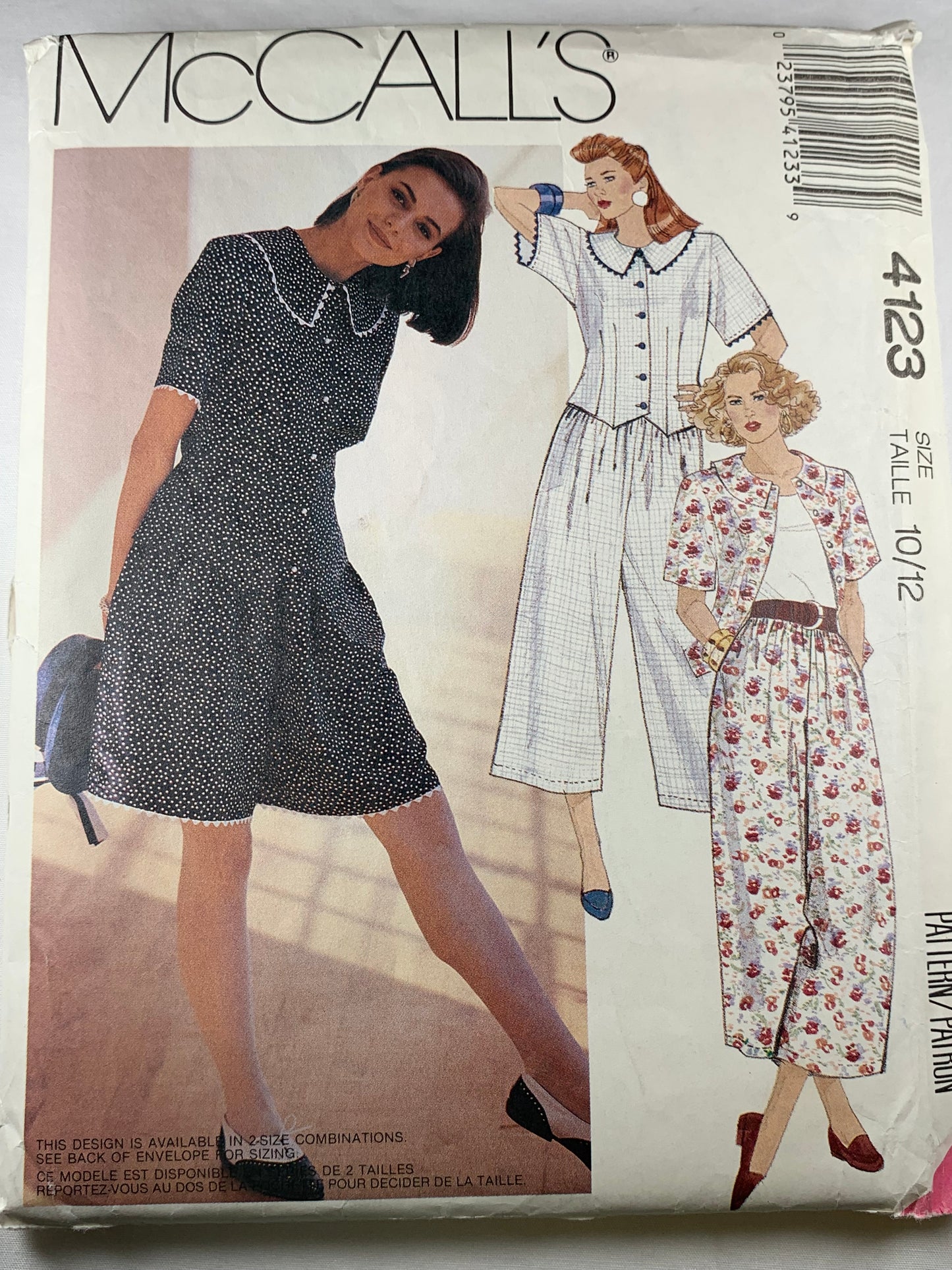 McCall's 4123 Misses' Top, Culottes, Pants, Size 10-12, Cut, Vintage 1989