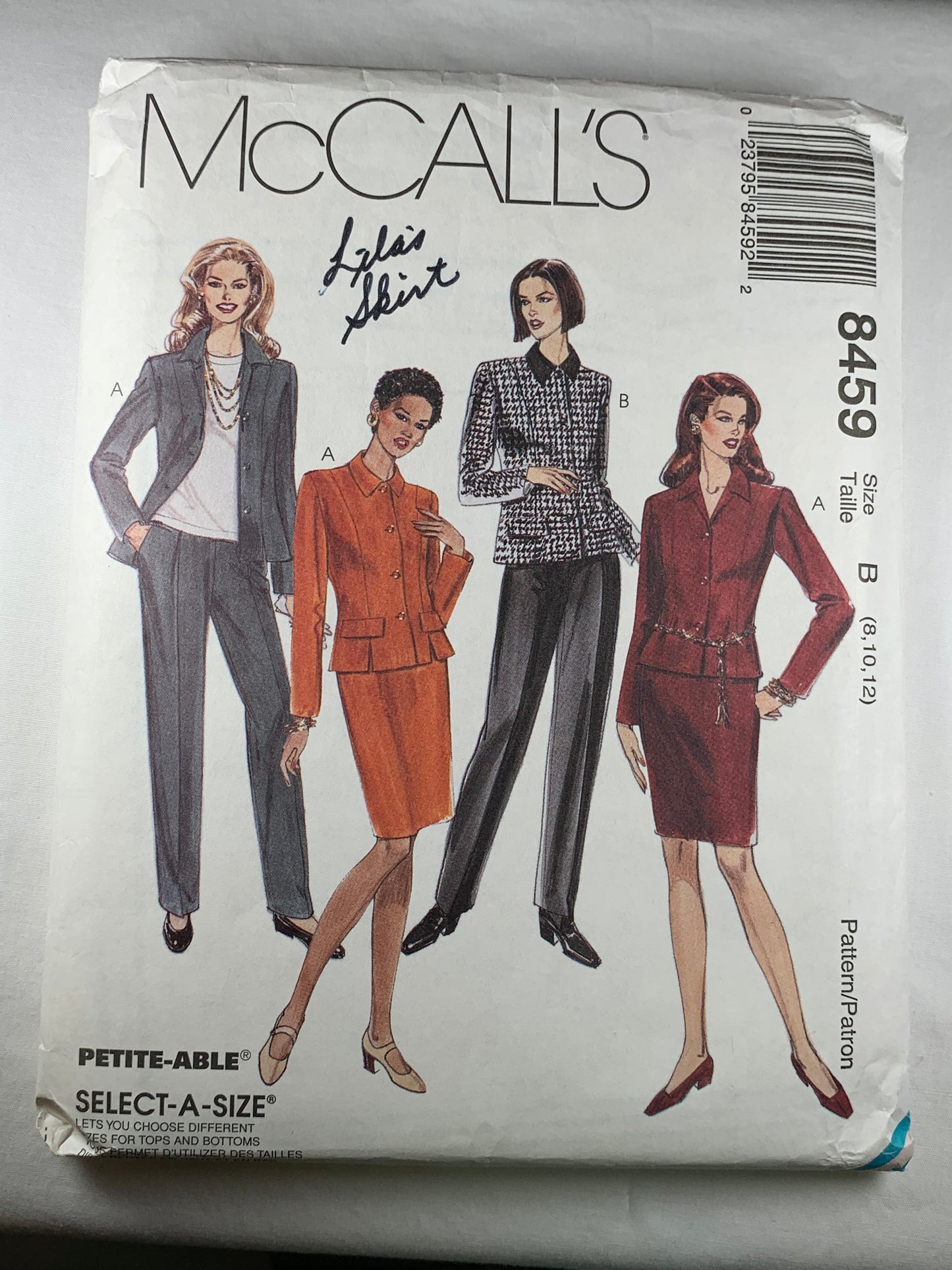 McCall's 8459 Misses' Lined Jacket, Pants, Skirt, Size 8-12, Cut, Vintage 1996