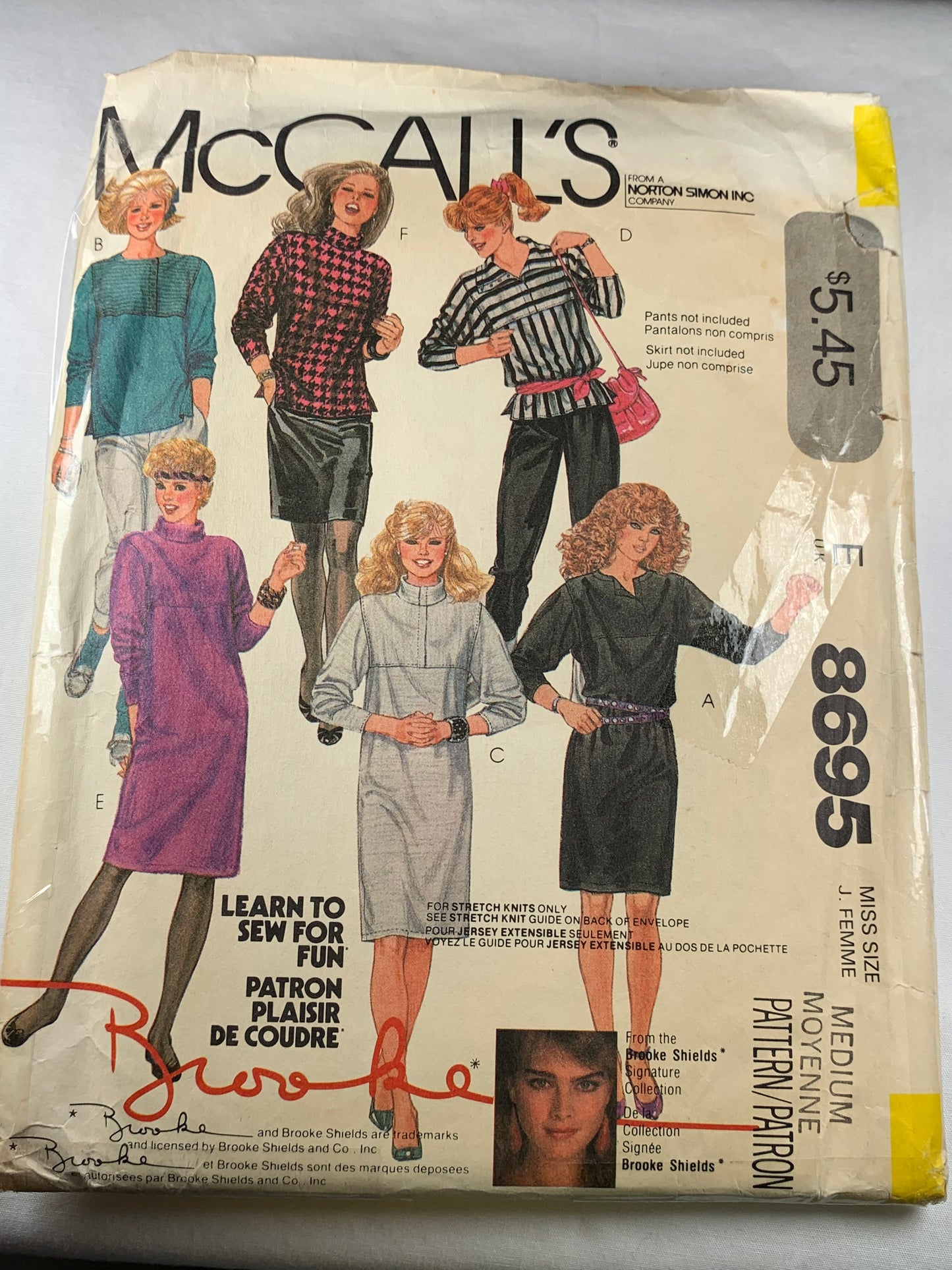 McCall's 8695 Misses' Dress, Top, Size 14-16, Uncut, Vintage 1983