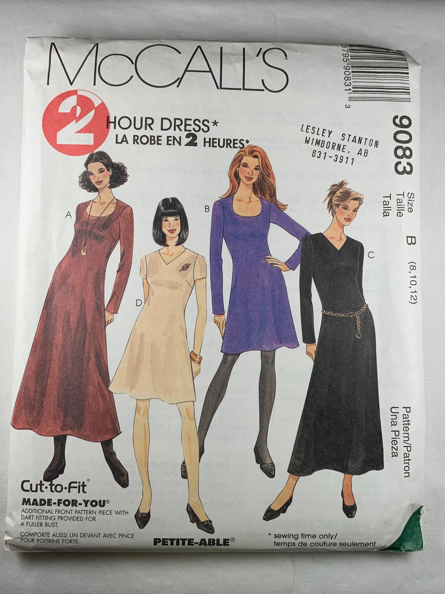 McCall;s 9083 Misses' Dress, Size 8-12, Uncut, Vintage 1997