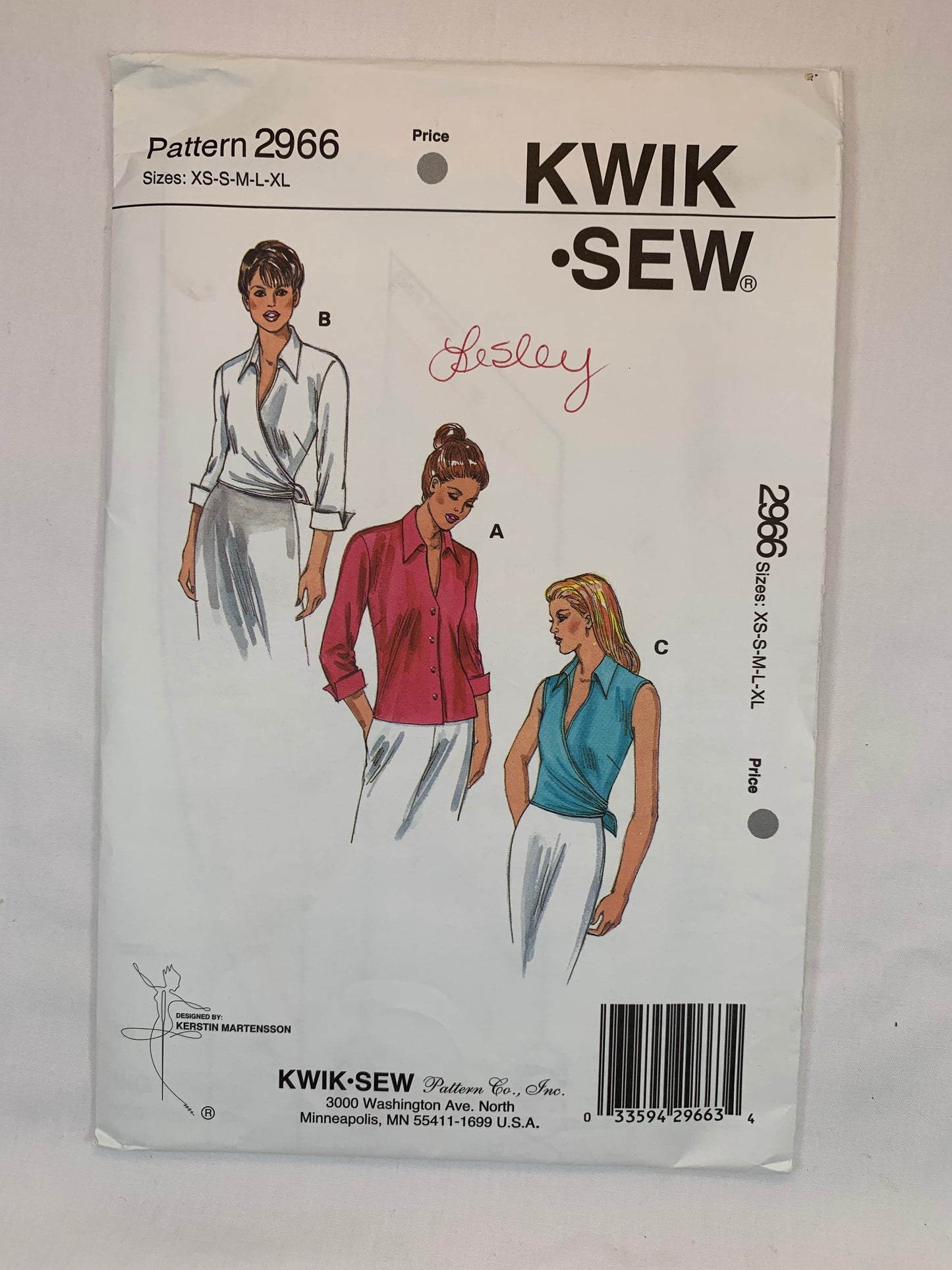 KWIK 2966 Misses' Shirts, Size 31-45, Uncut, 2001