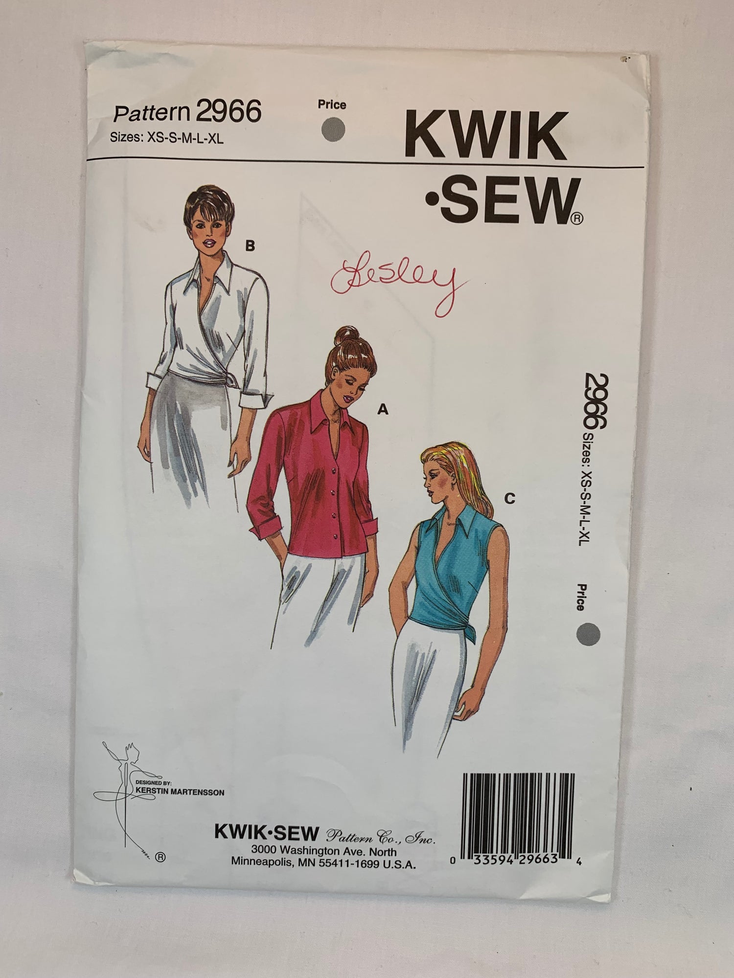 KWIK 2966 Misses' Shirts, Size 31-45, Uncut, 2001