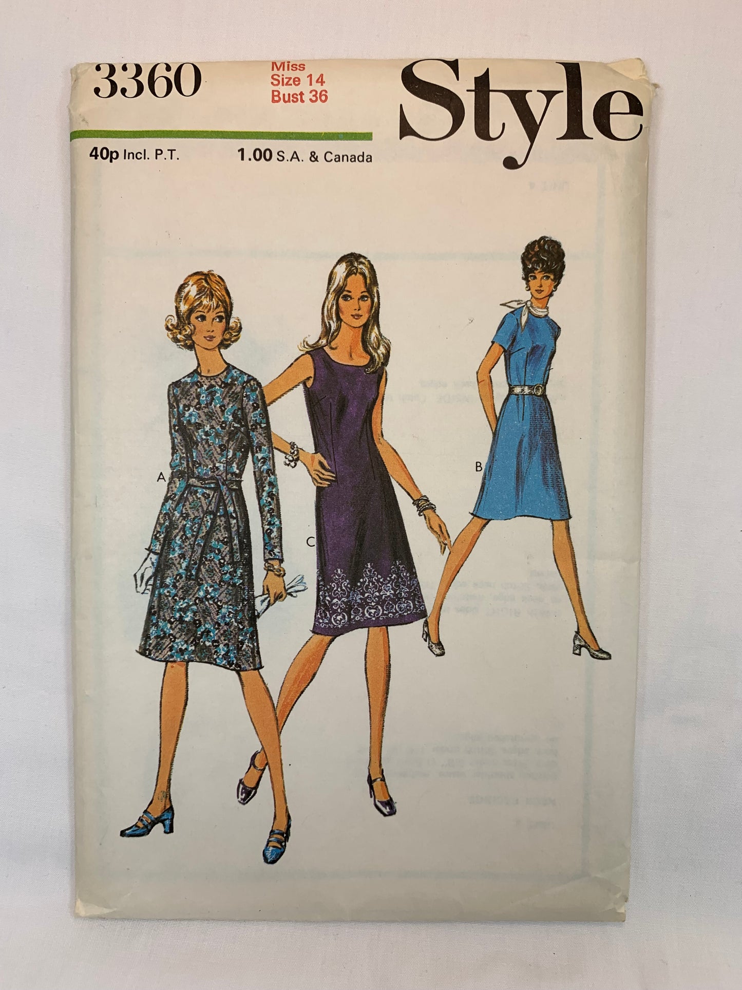 Style 3360 Misses' Dress, Size 14, Uncut, Vintage 1971