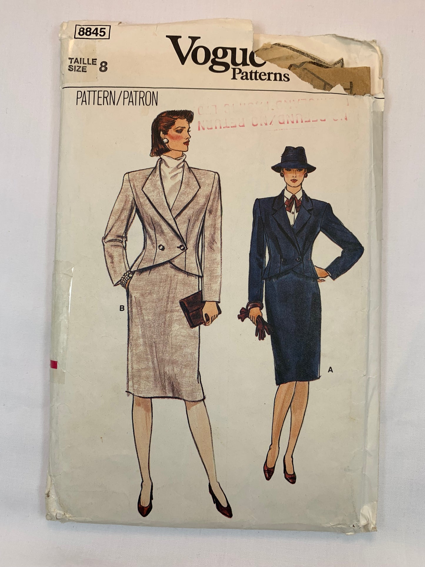 Vogue 8845 Misses' Jacket, Skirt, Size 8, Cut, Vintage 1980