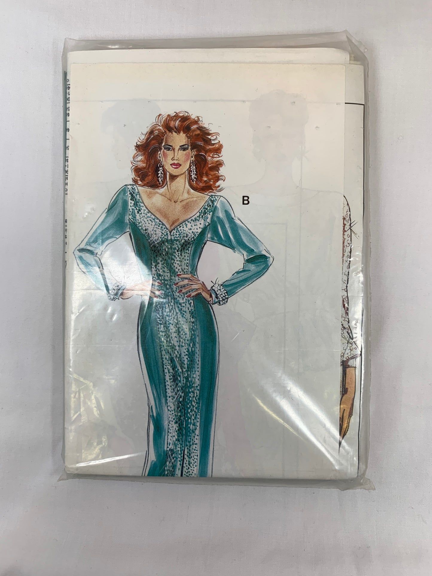 Burda Sewing Pattern 5824 Misses' Evening Gown, Dress, Skirt, Zipper Back, Long Sleeves, Size 36-46, Uncut, Vintage 1989