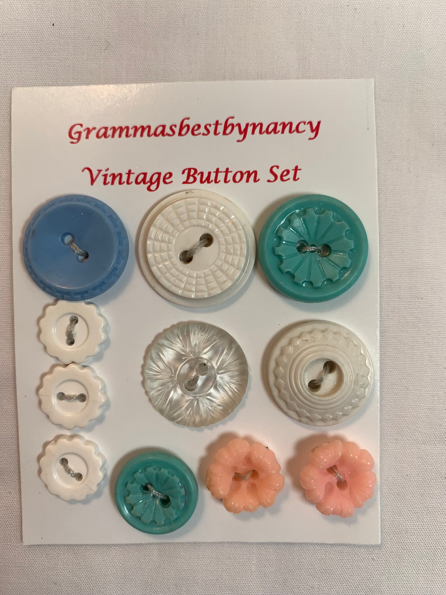 Vintage 1950's Variety Buttons, Shank, Flat, Red, Blue, Yellow, Brown, Peach, Various Sizes, Shiny, White, Sewing, Scrapbooking, Crafts