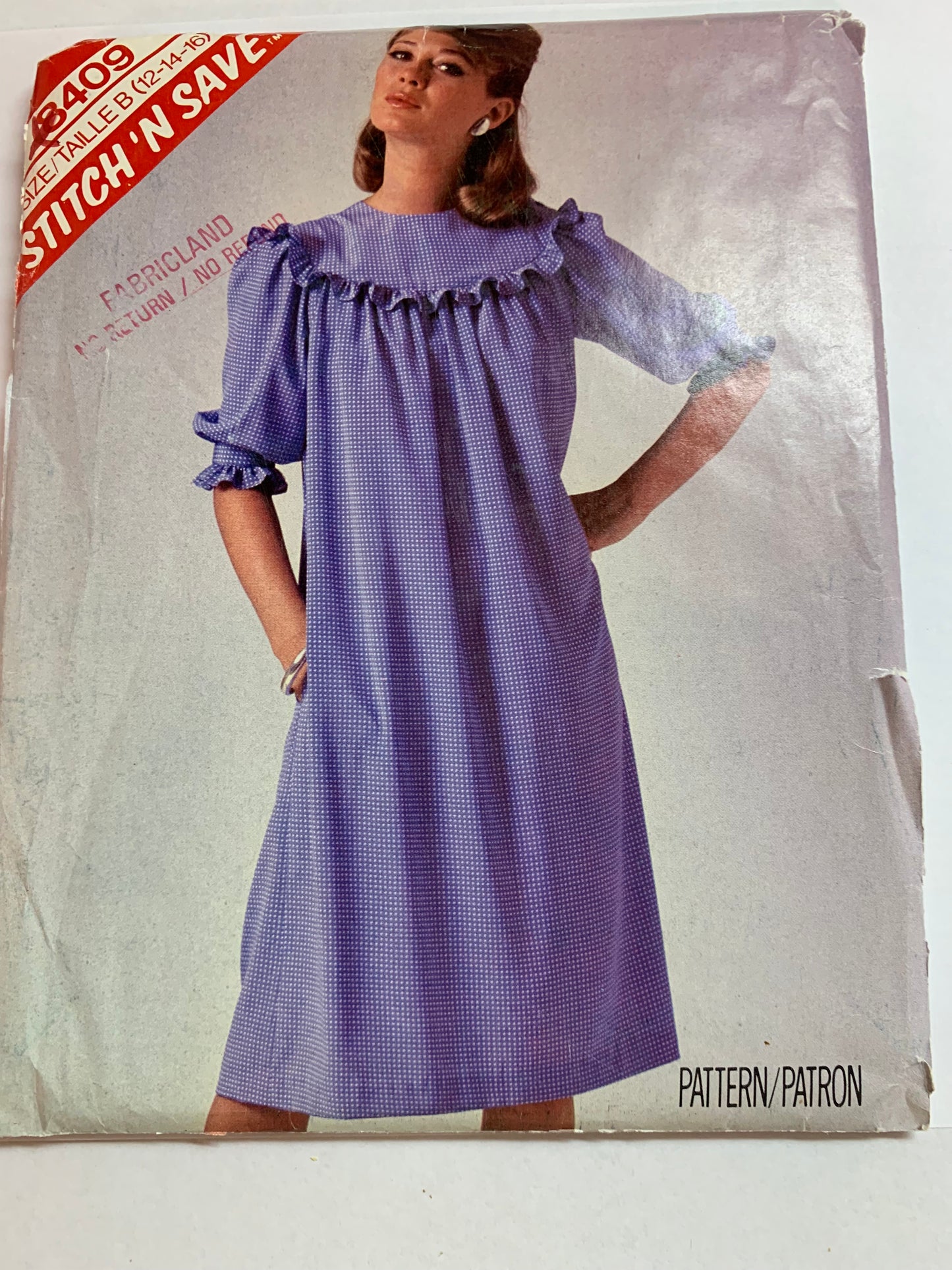 McCall's Sewing Pattern Stitch 'N Save 8409 Misses' Dresses, Loose-Fitting, Pullover, Elbow Sleeves, Pockets, Shoulder Button, Size 12-16, Uncut, 2008