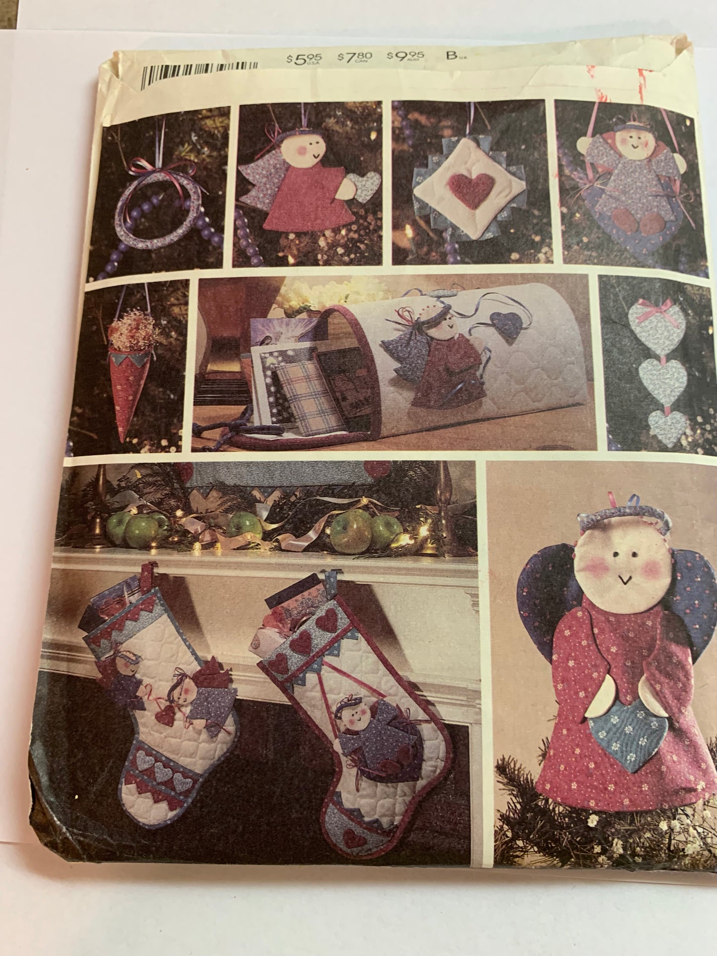 McCall's Sewing Pattern 4398 Crafts, Christmas Holiday Ornaments, Stockings, Angels, Mailbox, Heats, Tree Topper, Uncut, Vintage 1993