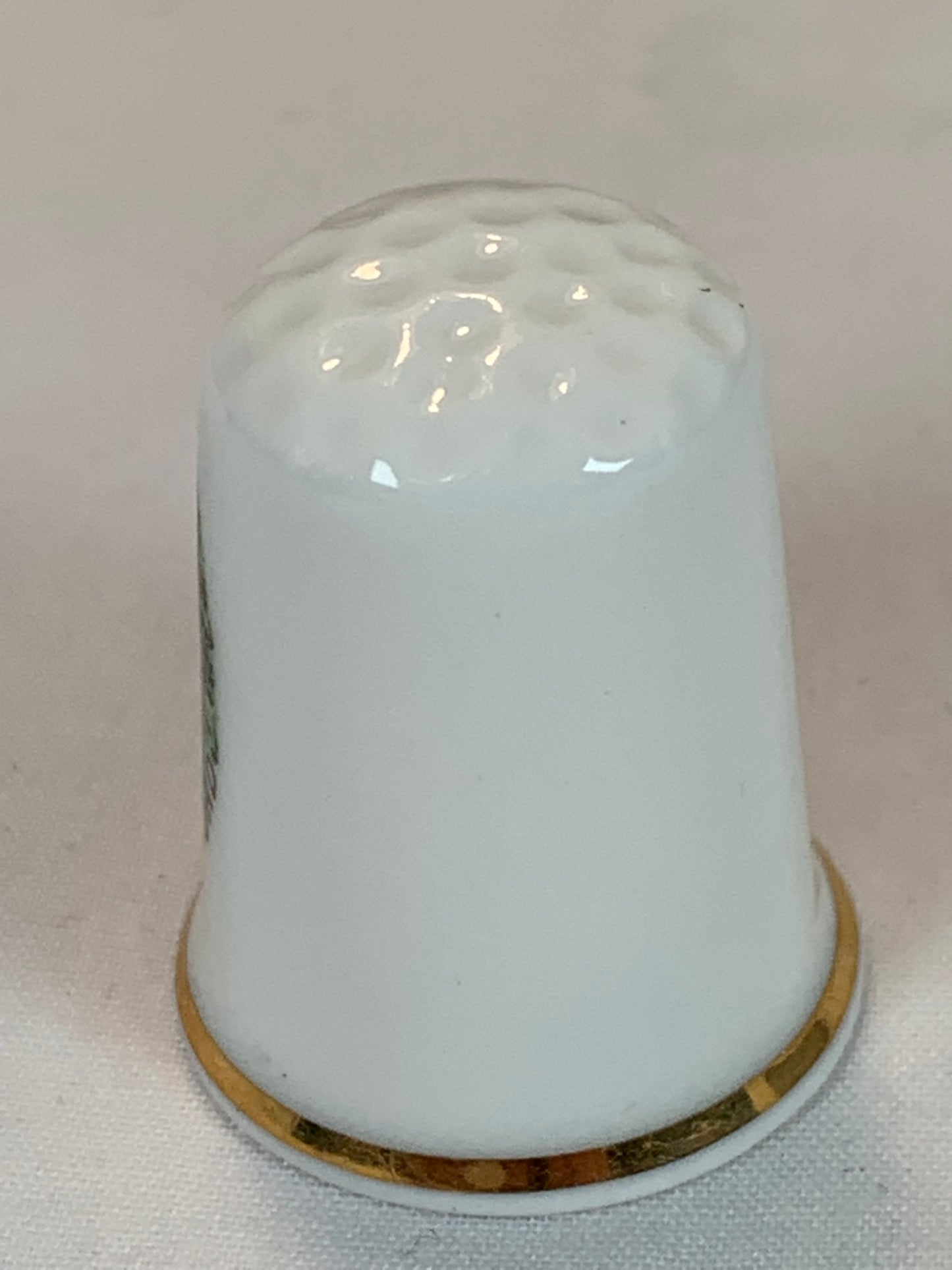 Thimble Souvenir, Gift, Maqdalen College Oxford Porcelain, Sewing, Gold Trim, Bone China