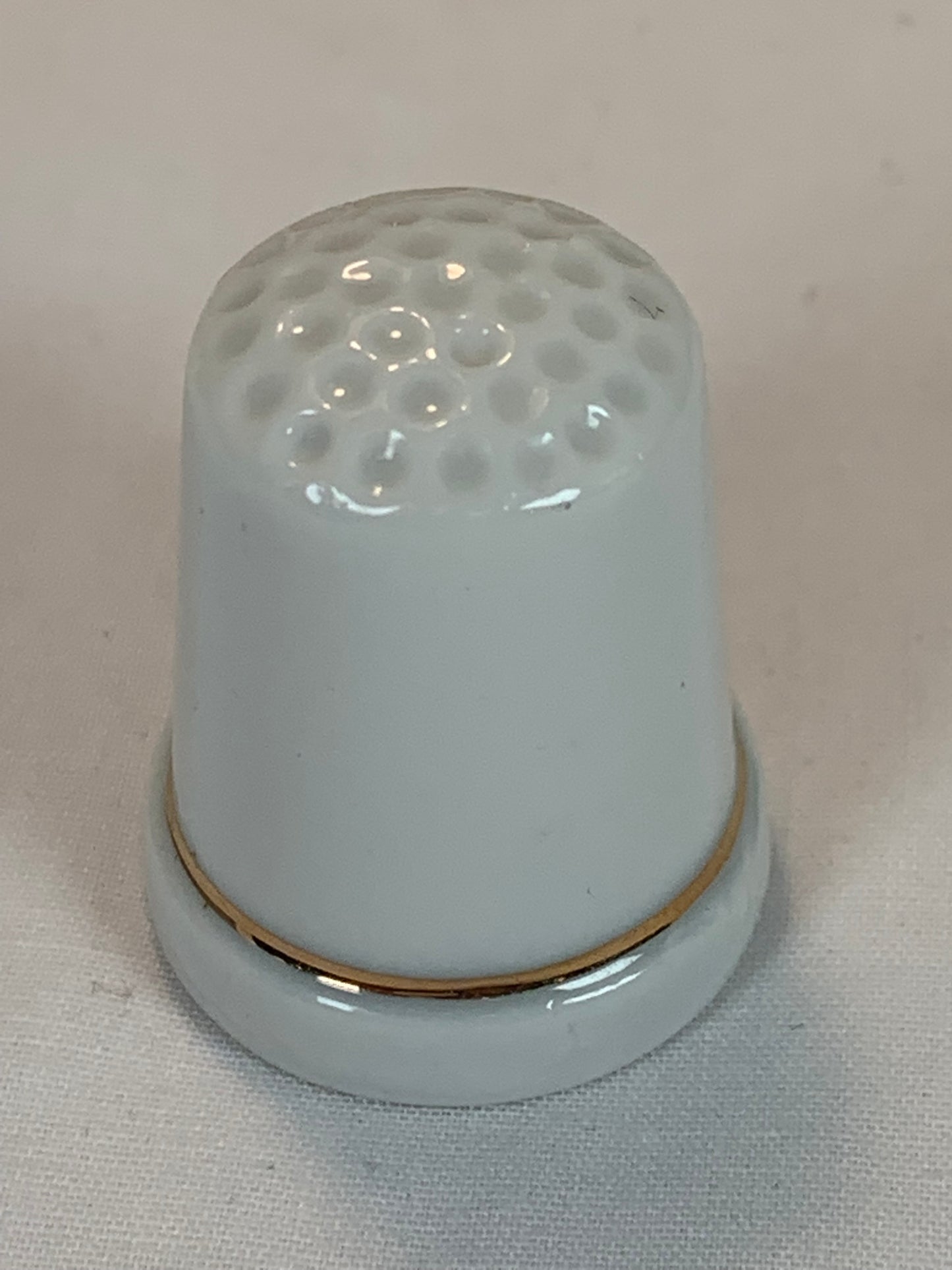 Thimble Souvenir, Gift, Yellow Flower, Porcelain, Sewing, Gold Trim