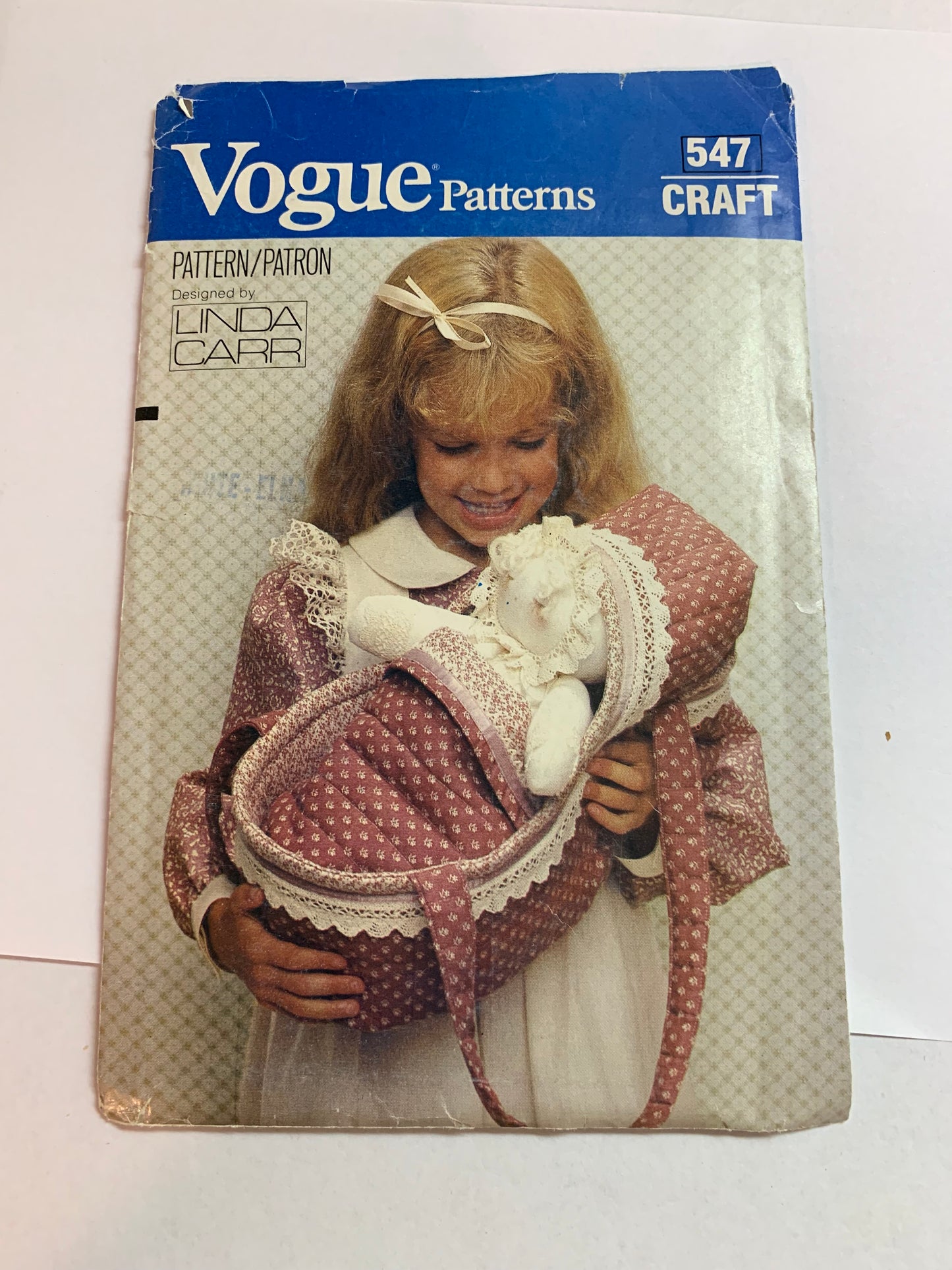 Vogue Sewing Pattern 547 Crafts, 12 Inch Doll Carrier, Coverlet, Toys, Doll Accessories, Uncut, Vintage 1986