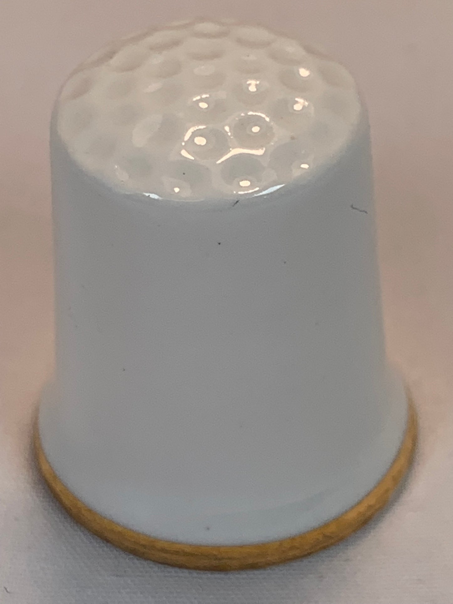 Thimble Souvenir, Gift, Tarves Scotland , Porcelain, Sewing, Gold Trim, Bone China
