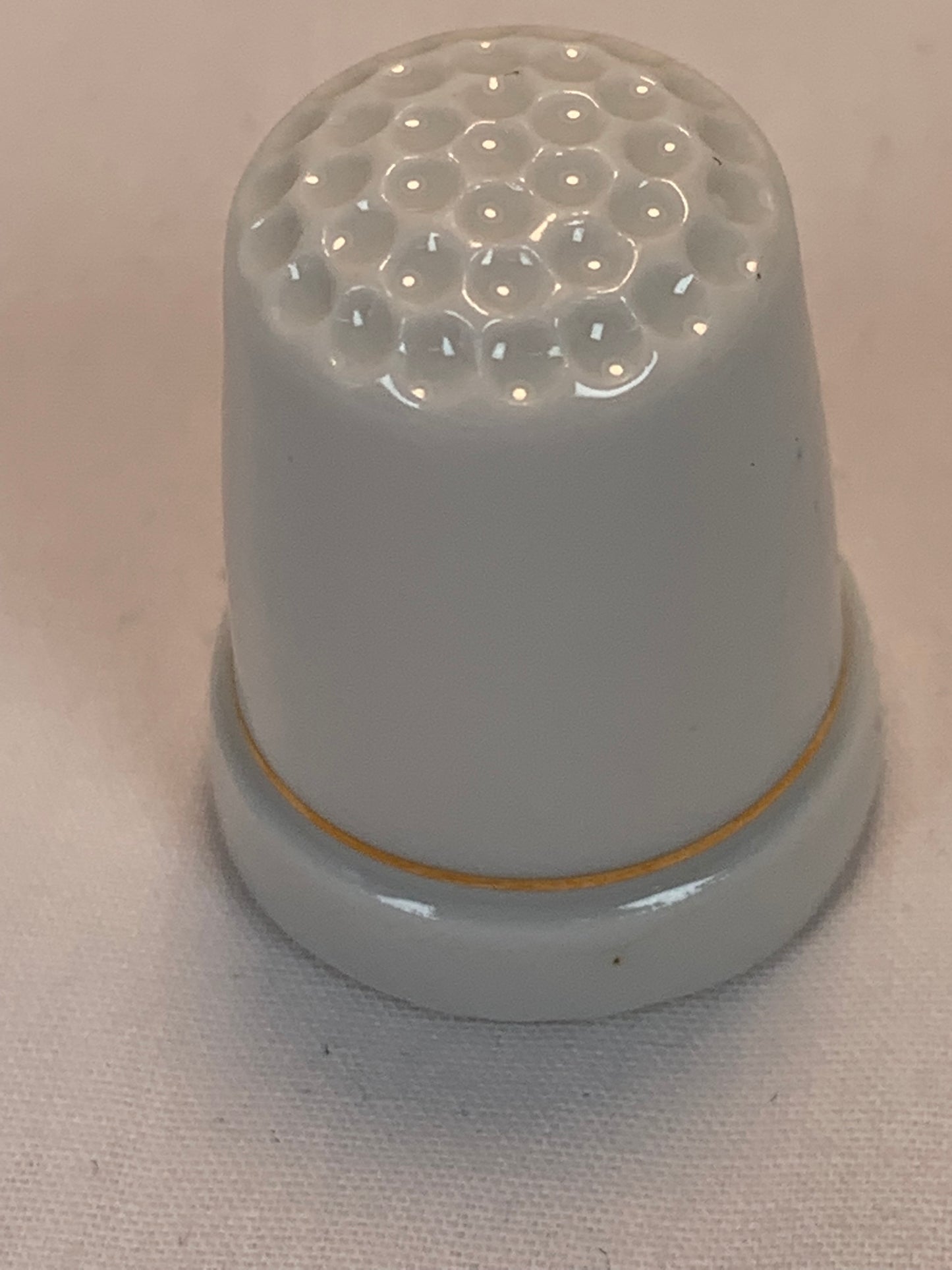 Thimble Souvenir, Gift, Blue Pink Butterfly, Yellow Flowers, Porcelain, Sewing, Gold Trim
