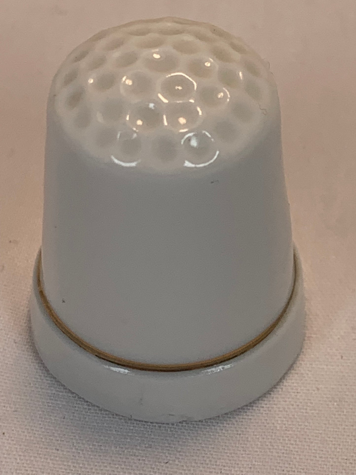 Thimble Souvenir, Gift, Green Hummingbird, Pink Flowers, Porcelain, Sewing, Gold Trim