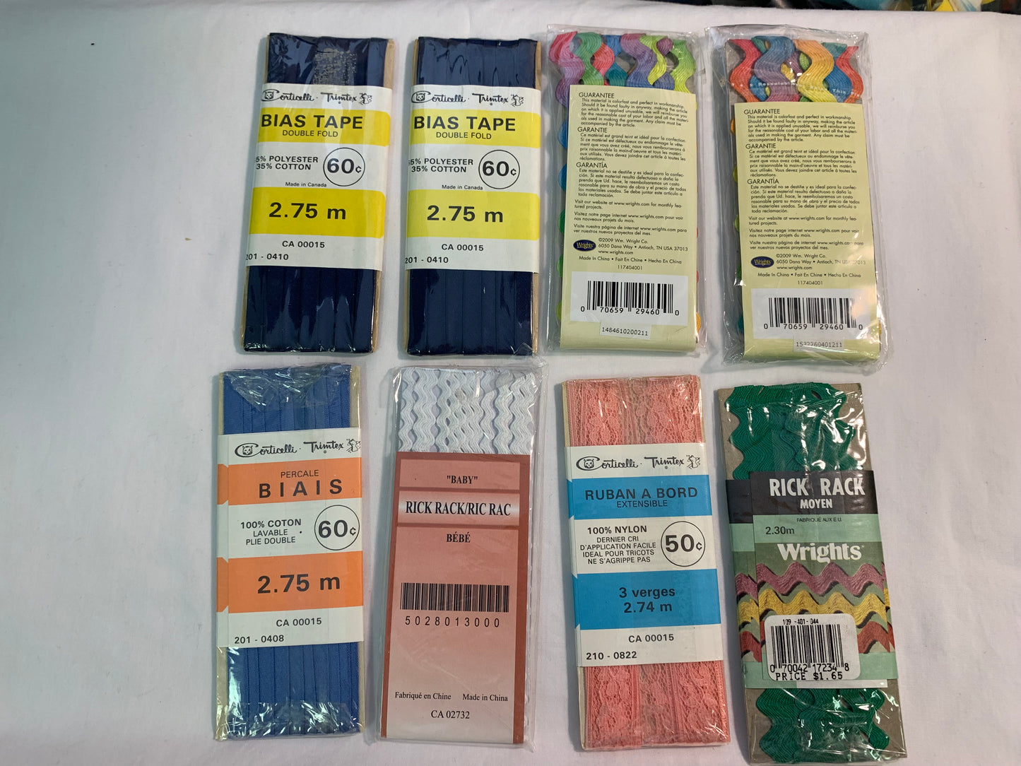 Bias Tape, 8 Pkgs, New/Old Stock, Vintage, Blue, Green, Black, Pink, Burgundy, Twill Tape, Scrapbooking, Junk Journals, Crafts, Sewing