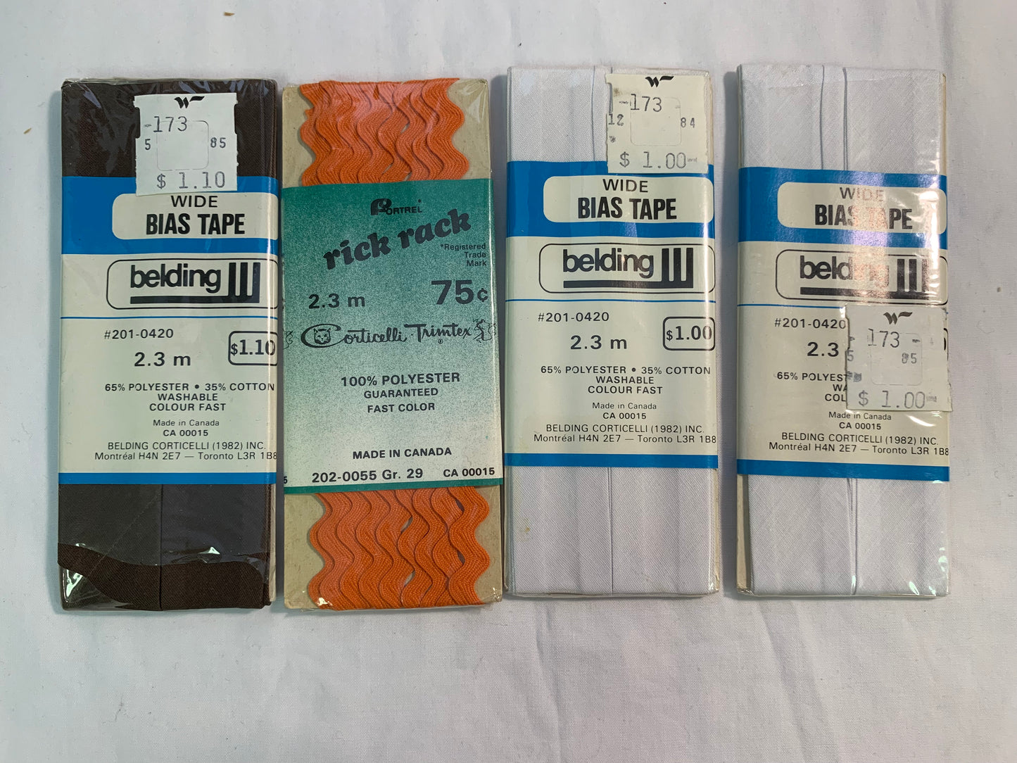 Bias Tape, Twill Tape, Rick Rack, New/Old Stock, Vintage, Green, Pink, Orange, White, Cream, Yellow, Brown, Scrapbooking, Junk Journals, Crafts, Sewing, (A-3)
