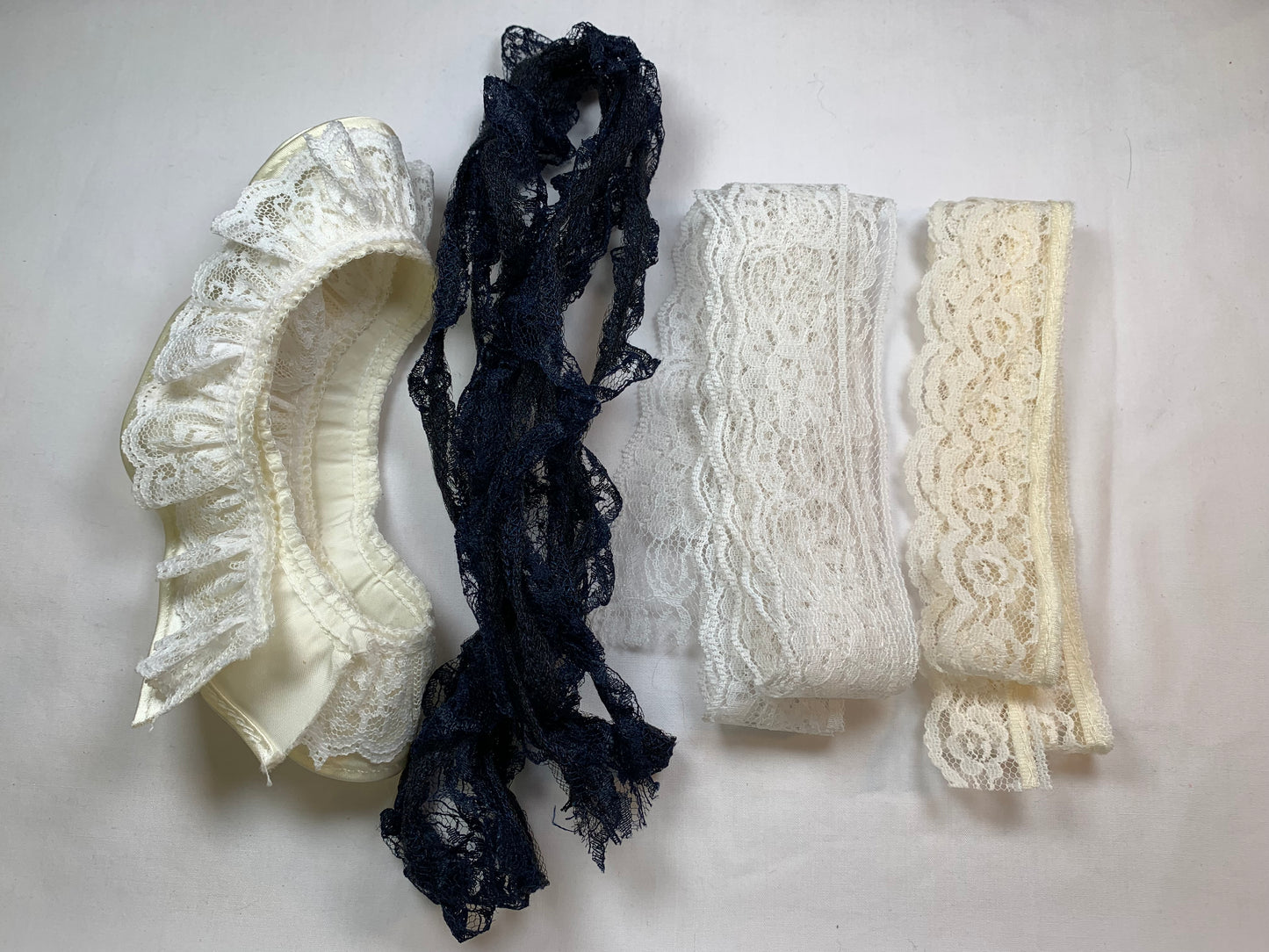 Cream, White, Blue, Lace, Scrapbooking, Doll Clothes, Junk Journals, Crafts, Hobbies, Photos. Card-Making, Baby Clothes