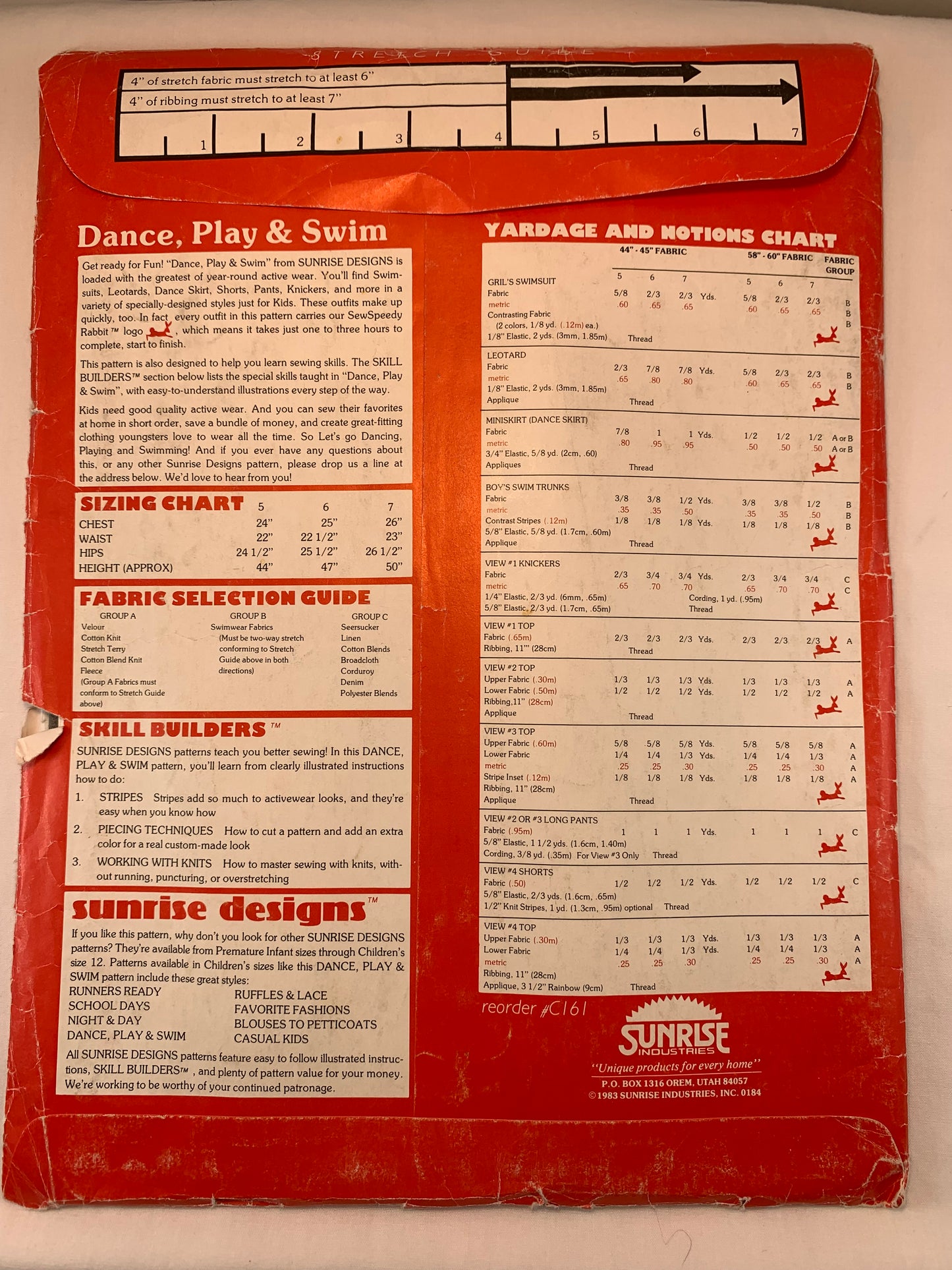 Sunrise Designs Pattern, Cut, Girl's Swimsuit, Leotard, Miniskirt, Dance, Boy's Swim Trunks, Knickers, Top, Long Pants, Shorts, Size 5-7