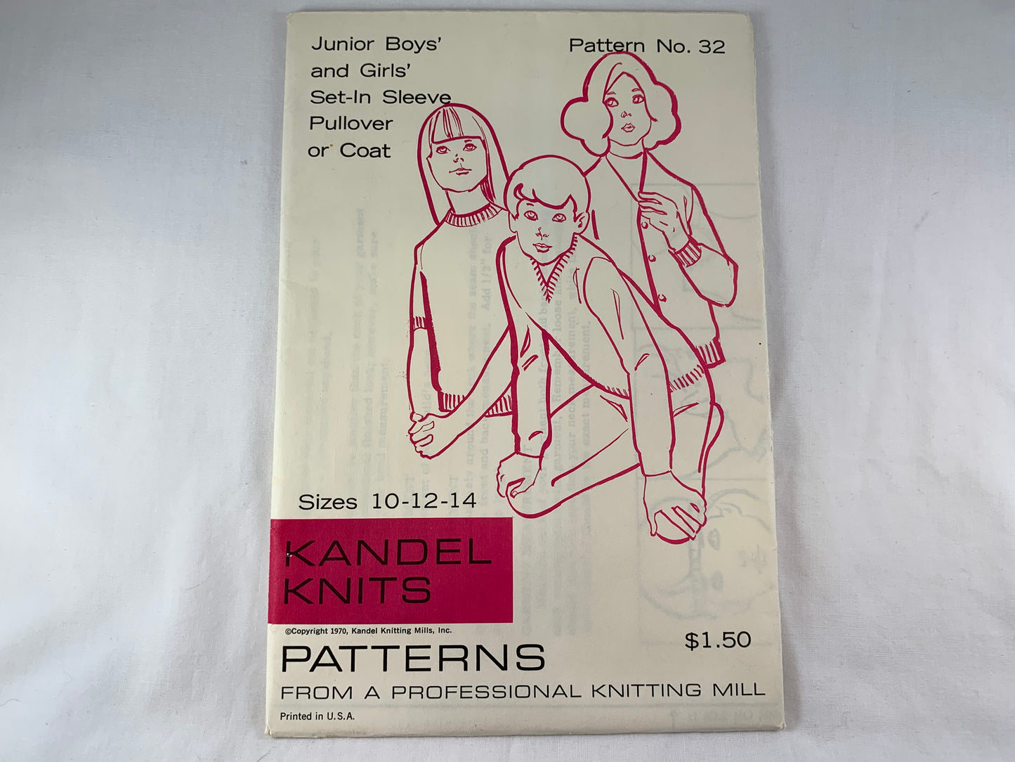 Kandel Knits 32 Boys', Girls' Set-In Sleeve Pullover Or Coat, Size 10-14, Uncut,