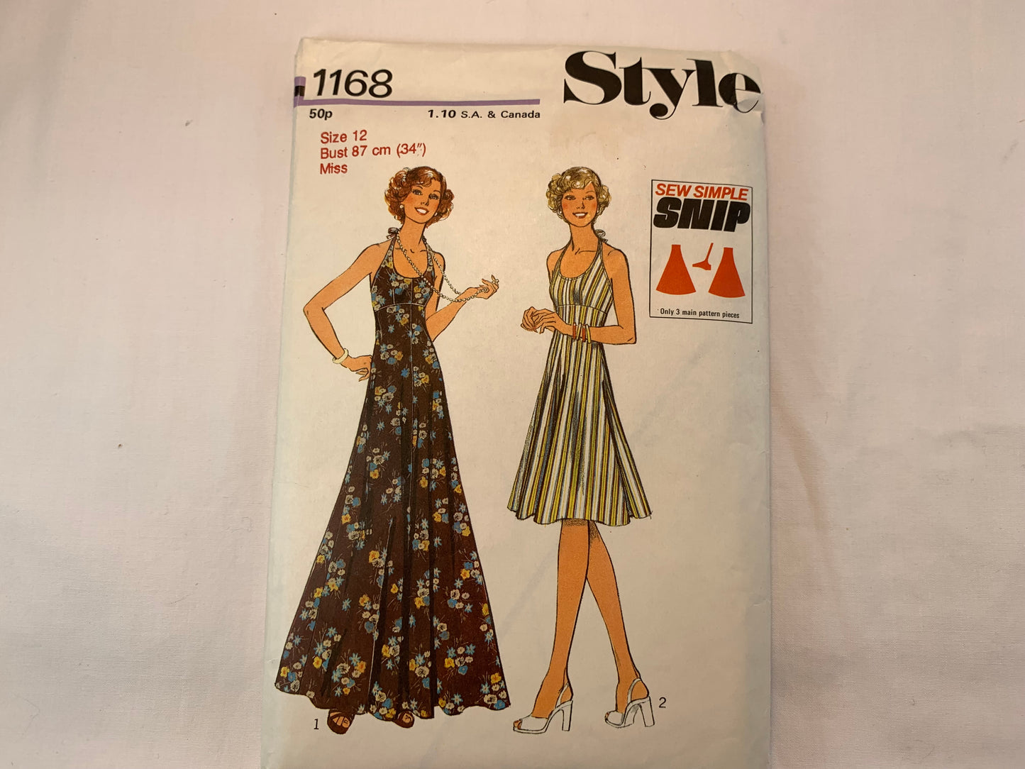 Style 2863 Misses' Dress, Size 12, Cut, Vintage 1975