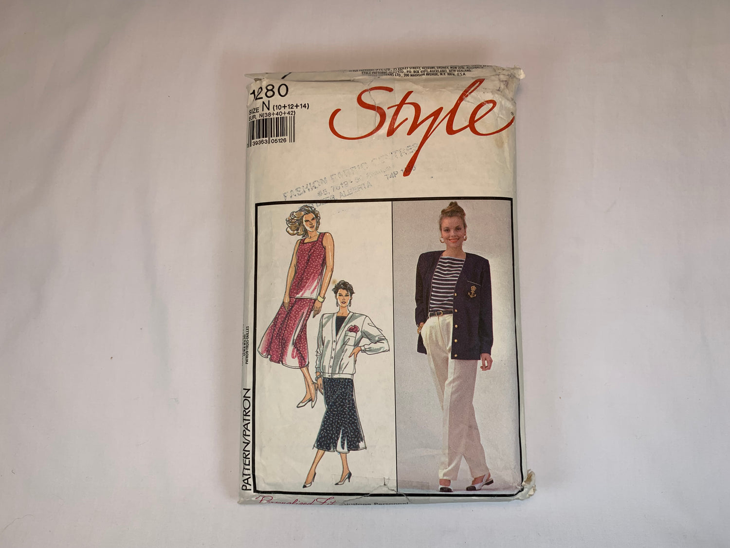 Style Sewing Pattern 1280 Misses' Top, Skirt, Jacket, Cardigan, Pants, Pullover, Long Sleeves, Sleeveless, Elastic Waist, Size 10-14, Cut, Vintage 1988