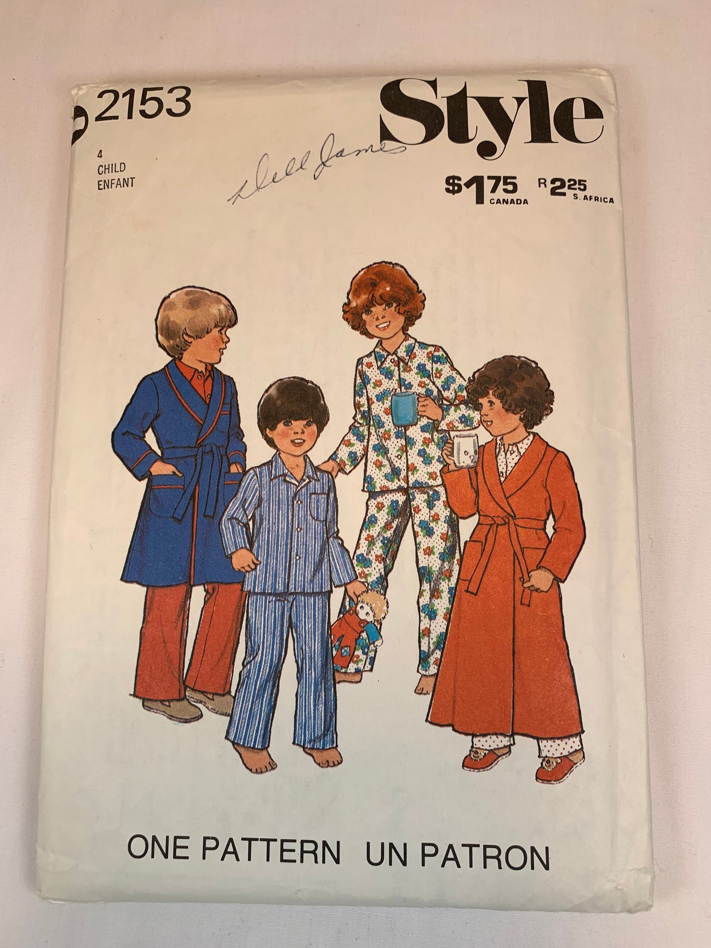 Style Sewing Pattern 2153 Boy's/Girls' Robe, Pajamas, Sleepwear, Top, Pants, Tie Belt, Two Lengths, Housecoat, Long Sleeves, Size 4, Cut, Vintage 1977