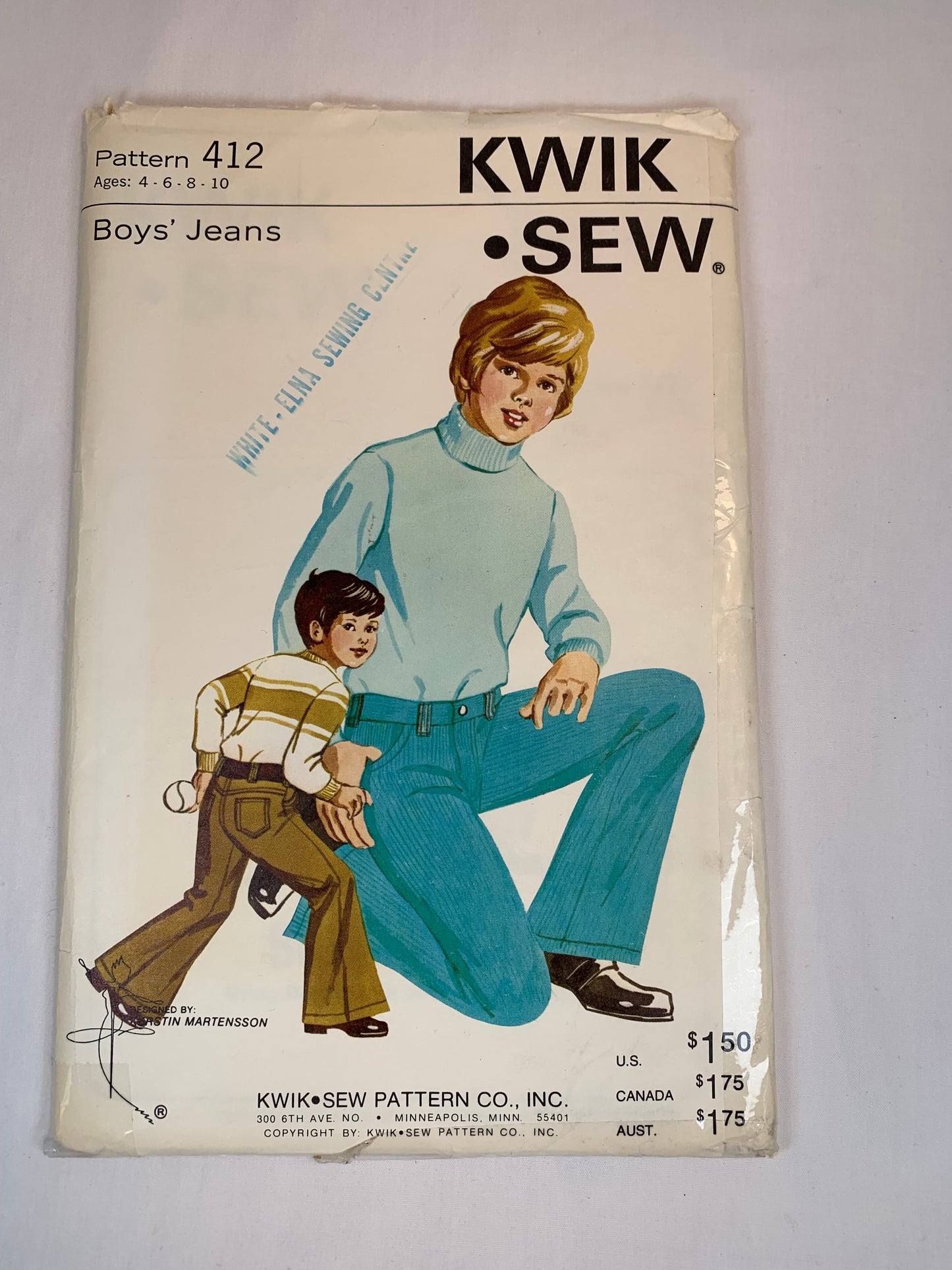 KWIK Sewing Pattern 412 Boys' Pants, Jeans, Size 4-10, Uncut, Vintage 1970