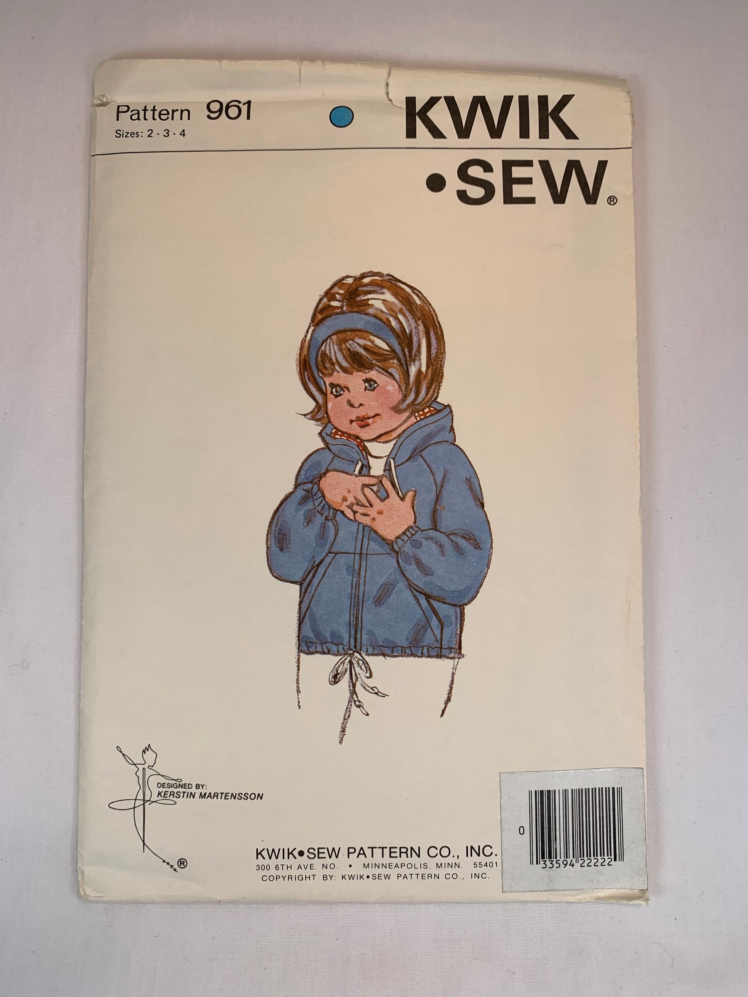 KWIK 961 Girls' Jackets, Windbreaker, Hood Size 2-4, Cut, Vintage 1980