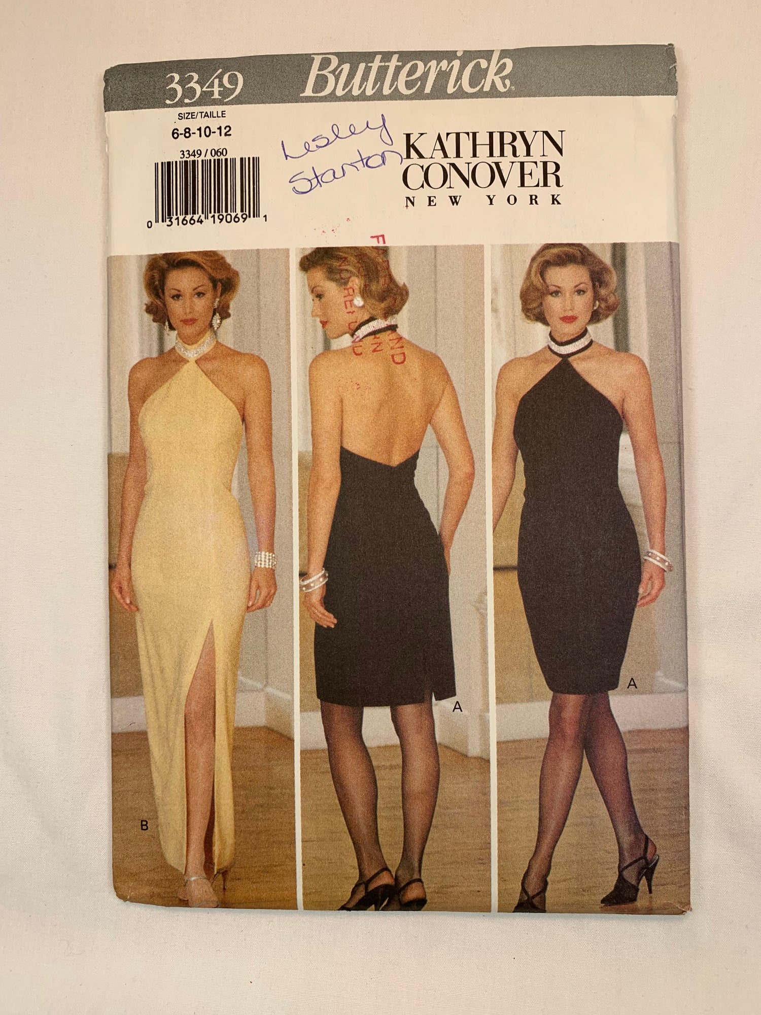 Butterick Sewing Pattern Kathryn Conover 3349 Misses' Evening Dress, Two Lenghts, Close-Fitting, Size 6-12, Uncut, Vintage 1994