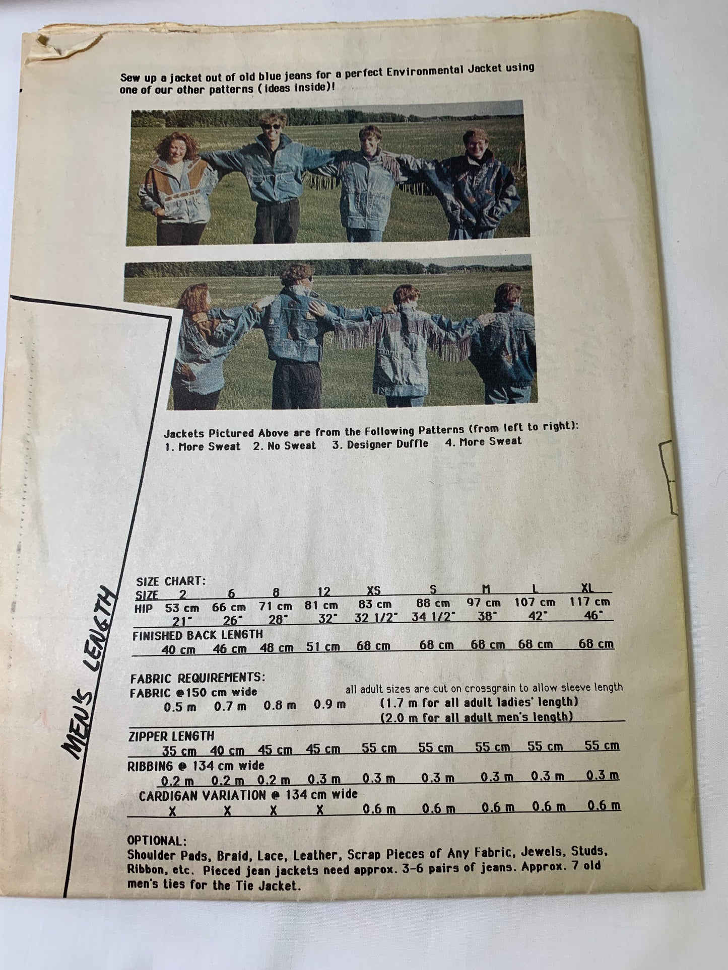 Unique Sewing Patterns Crazy Coat 444, Crazy Quilt, Long Sleeves, Pockets, Child Size 2 to Adult Size XL, Multi-Sized, MacPhee Workshop, 1991