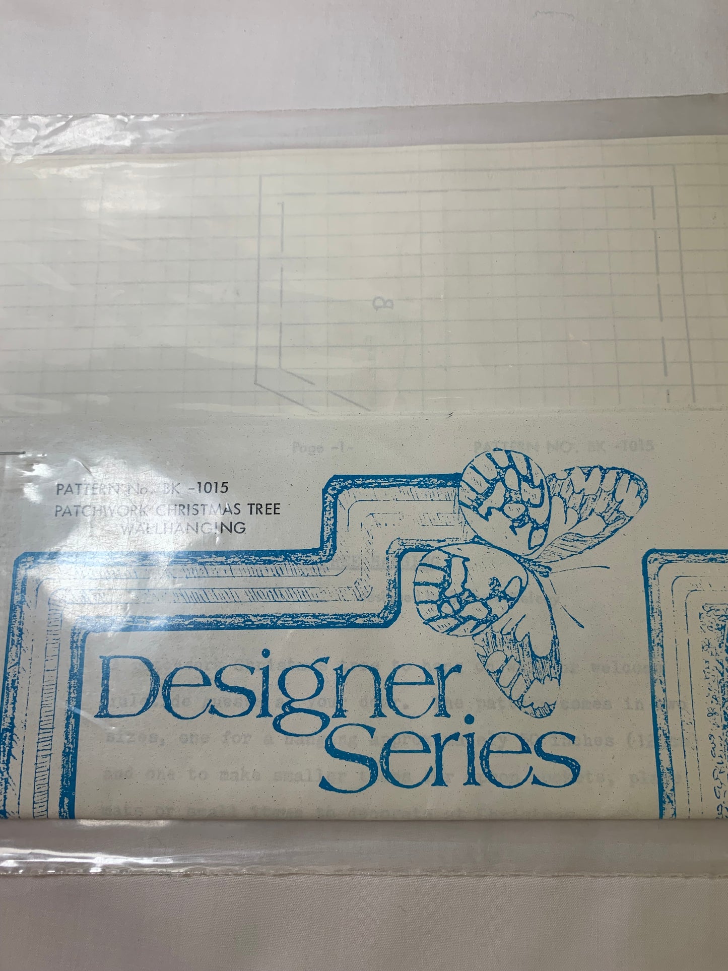 Designer Series Sewing Pattern BK-1015 Crafts, Patchwork Christmas Tree Wallhanging, Uncut, Vintage 1992