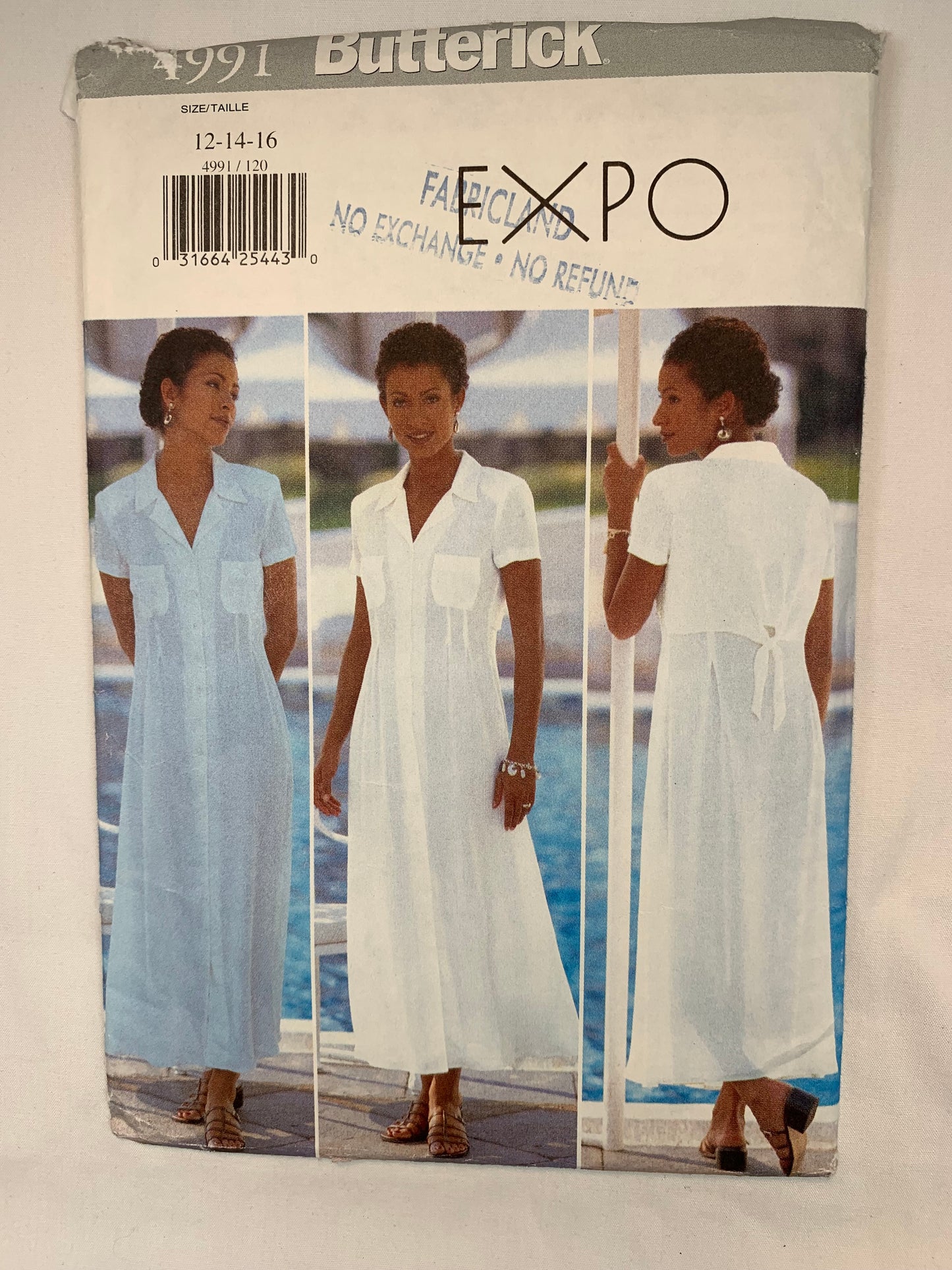 Butterick 4991 Misses' Dress, Size 12, Cut, Vintage 1997