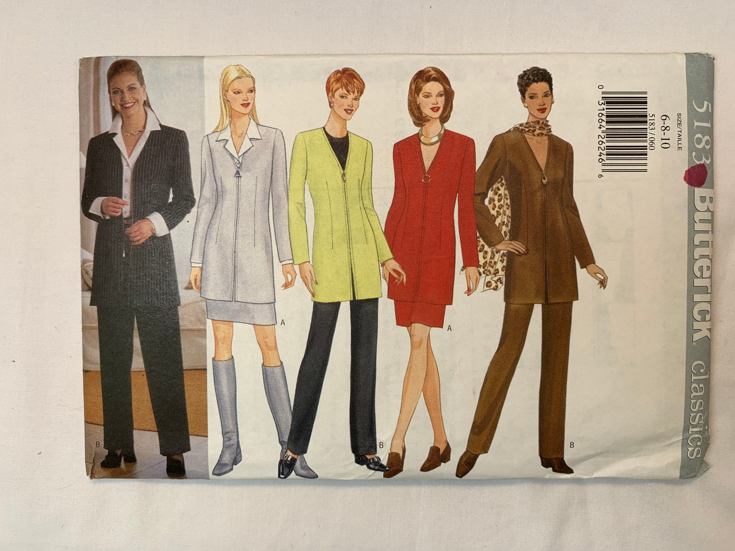 Butterick 5183 Misses' Petite Jacket, Skirt, Pants, Scarf, Size 6-10, Uncut, Vintage 1997