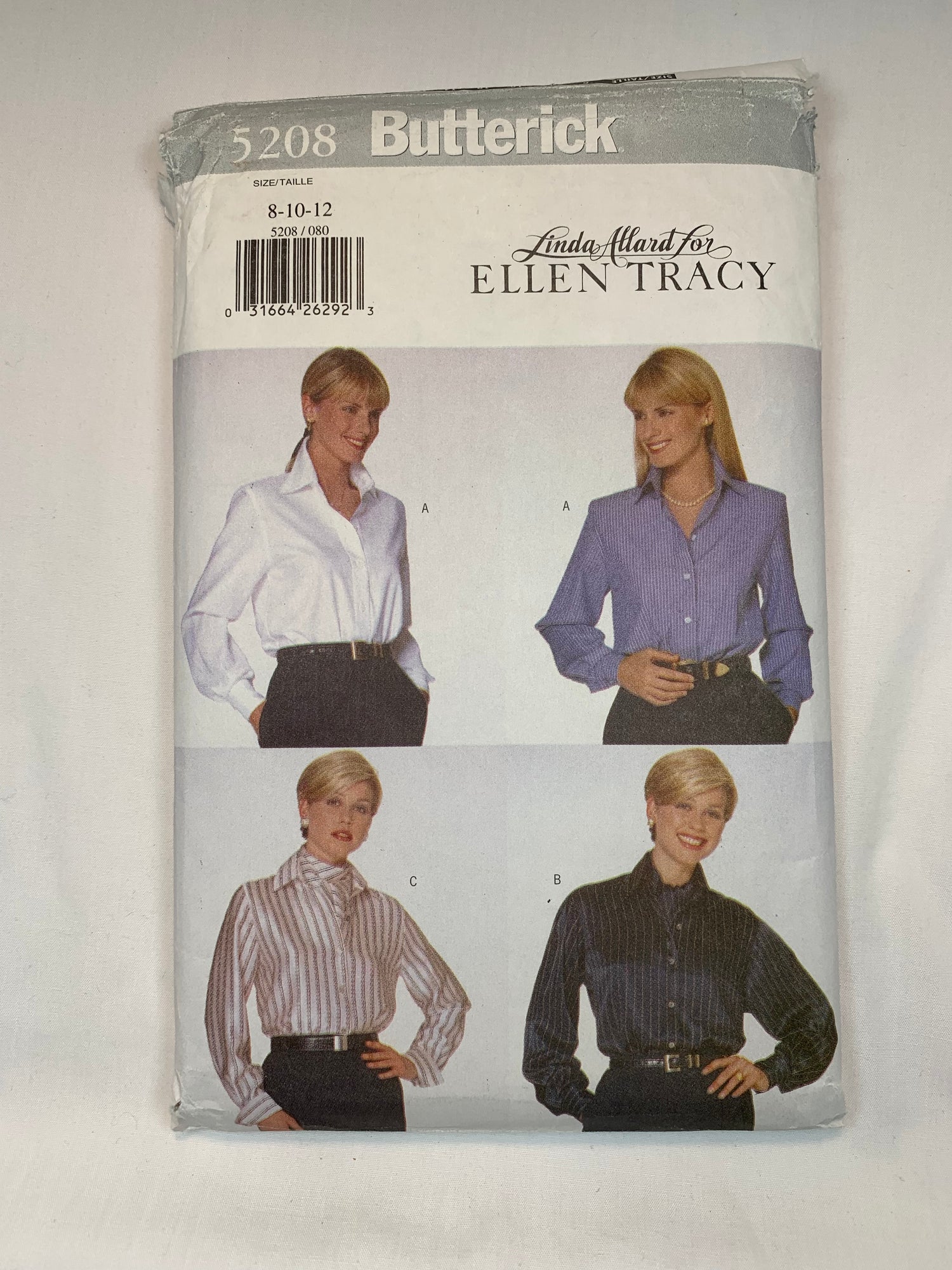 Butterick 5208 Linda Allard Ellen Tracy Misses' Blouse, Size 8-12, Cut, Vintage 1997