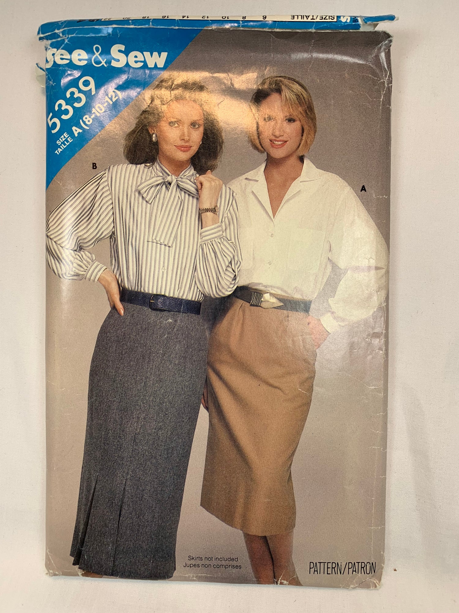 Butterick 5339 See & Sew Misses' Blouse, Size 8-12, Cut, Vintage 1980