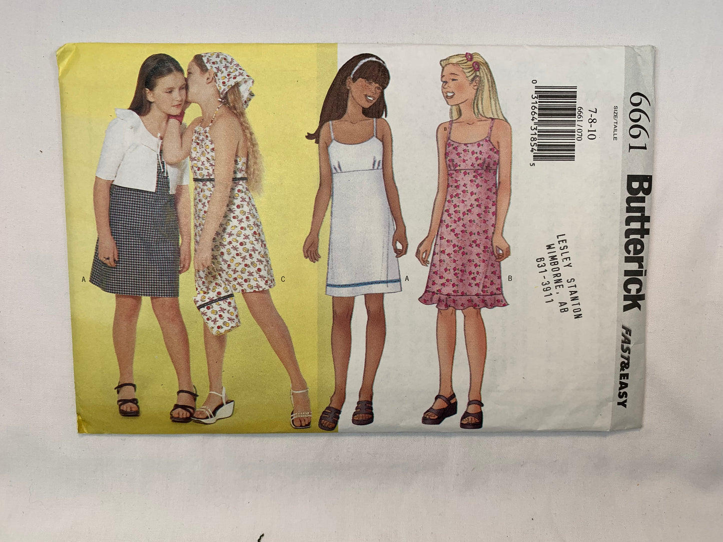 Butterick 6661 Girls' Jacket, Dress, Bag, Scarf, Size 7-10, Uncut, 2000