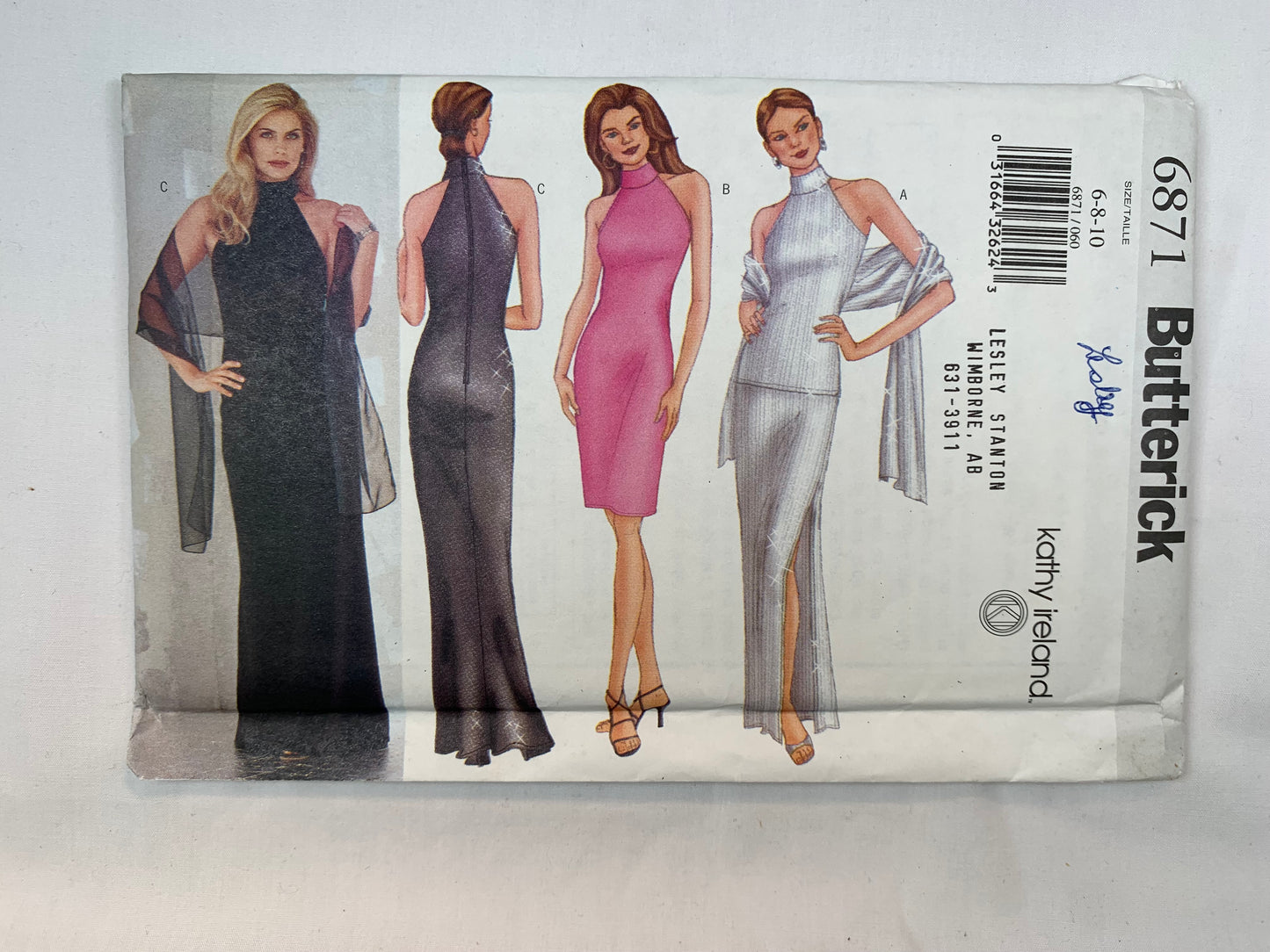 Butterick 6871 Misses' Junior Evening Dress, Top, Skirt, Scarf, Size 6-10, Uncut, 2000