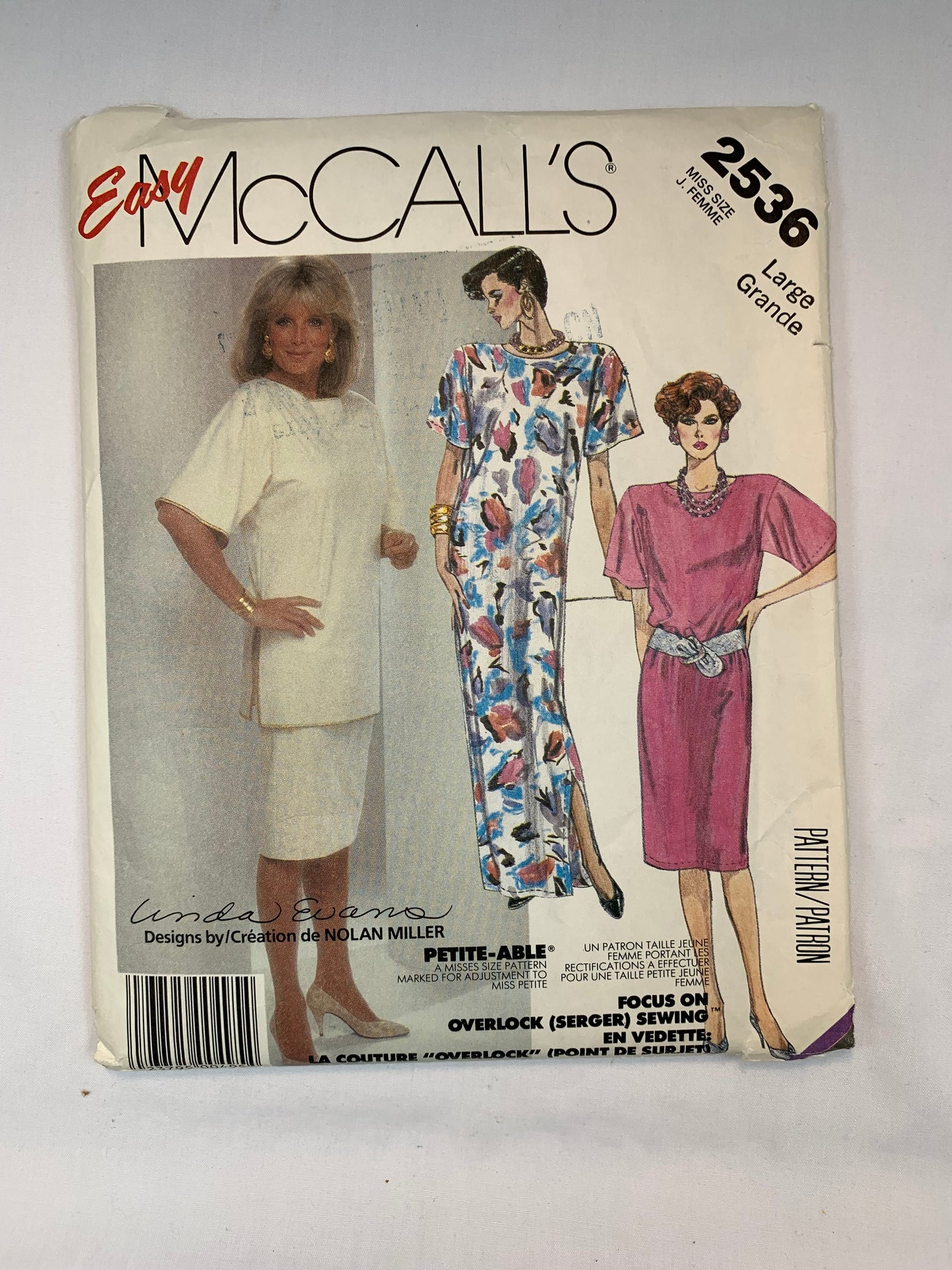 McCall's 2536 Linda Evans Misses' Petite Dress, Tunic, Skirt, Size 22-24, Cut, Vintage 1985