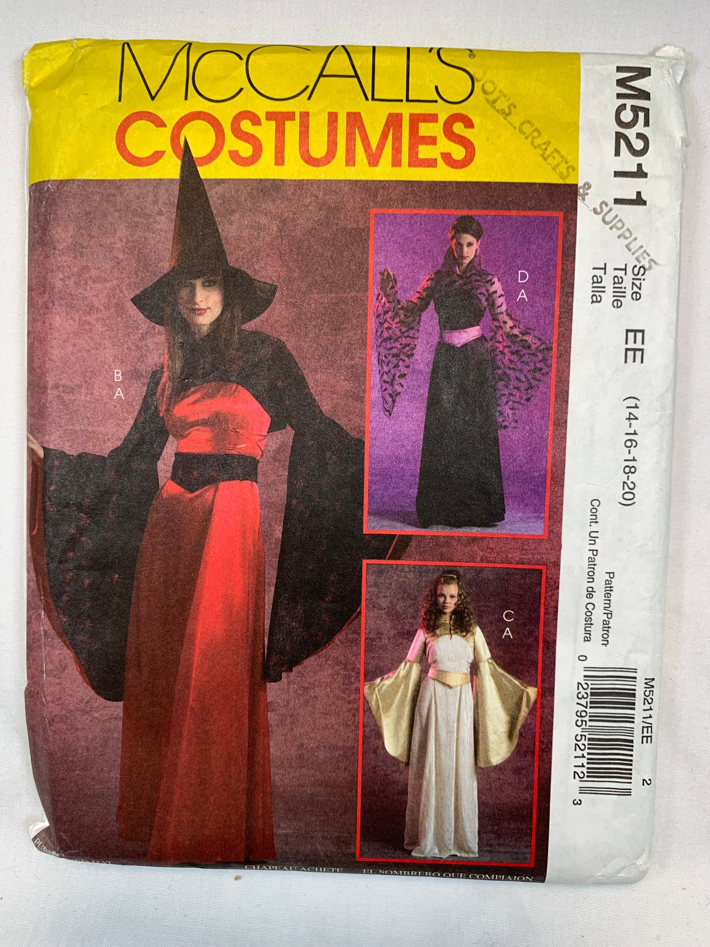 McCall's M5211 Misses' Fantasy Costumes Witch, Medieval Dresses , Size 14-20, Cut