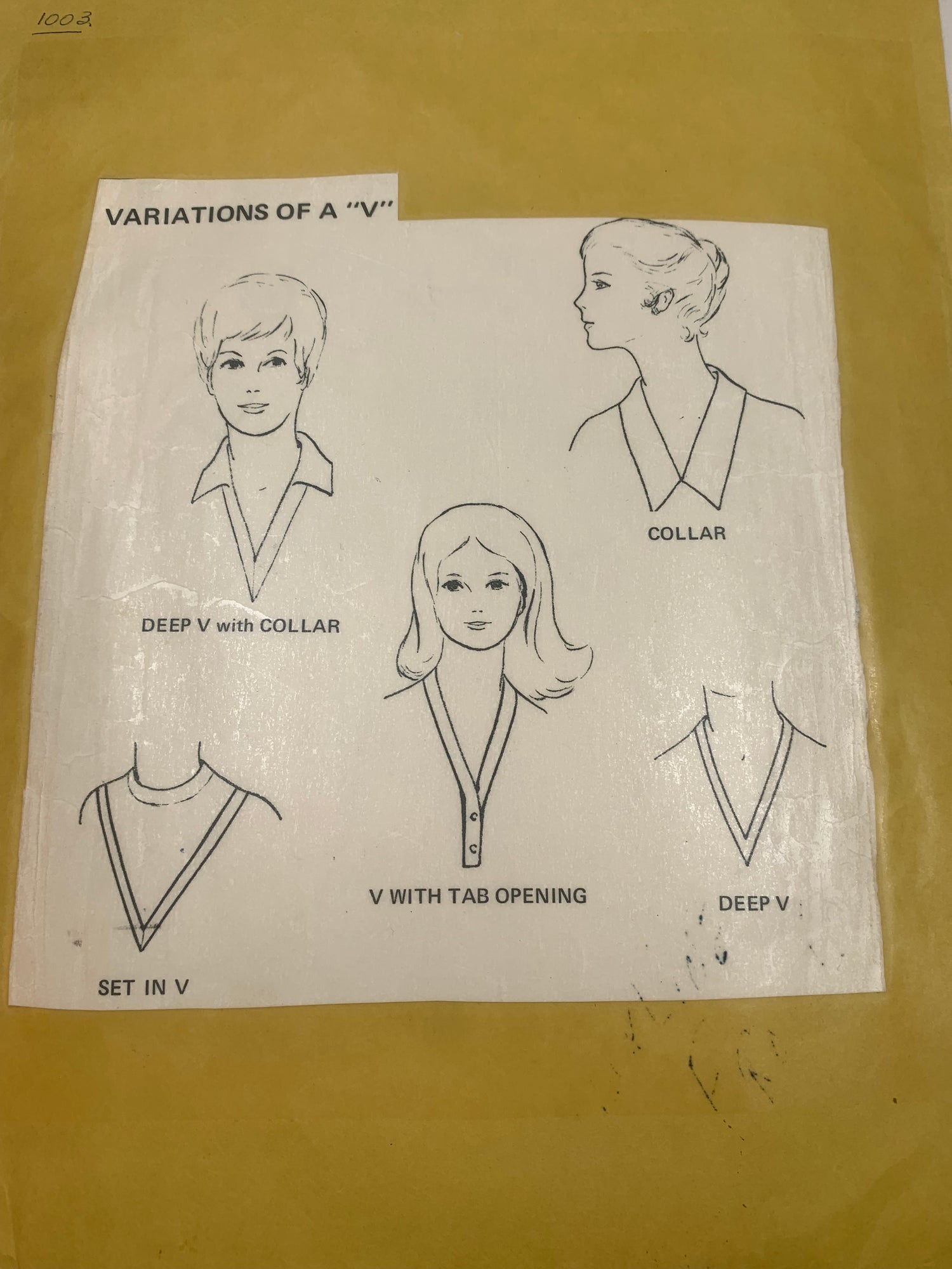 Basic Knits Sewing Pattern Women's Collars, 5 Variations, Deep, Tab Opening, Set in, Uncut, Vintage 1971