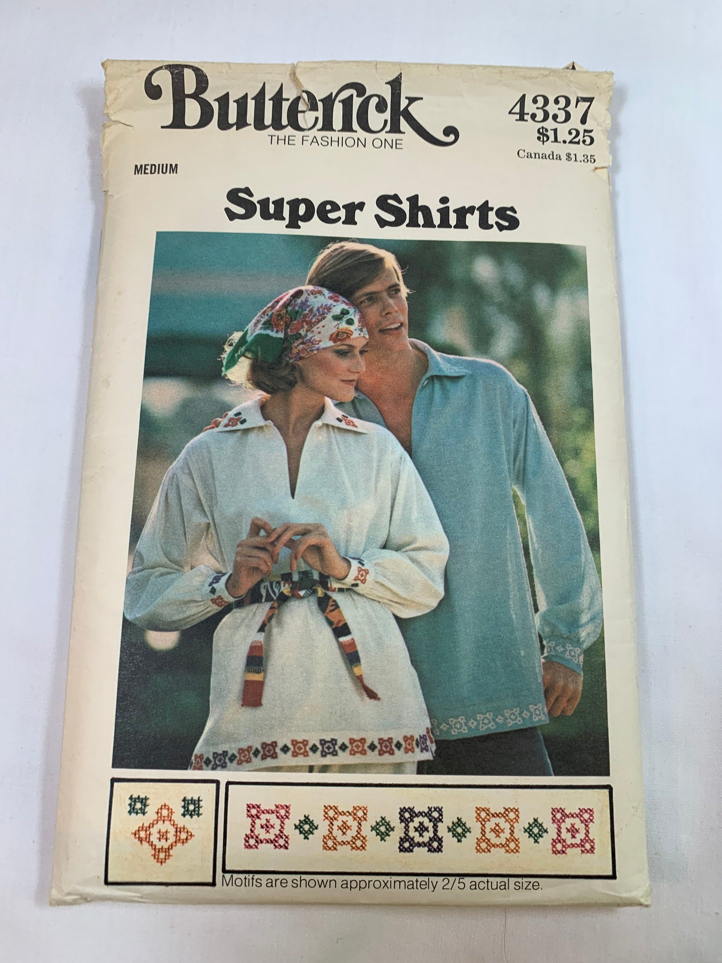 Butterick Sewing Pattern 4337 Men's Shirt, Loose-Fitting, Collar, Long Sleeves, Side Slits, Transfers, Size 38-40, Cut, Vintage 1979