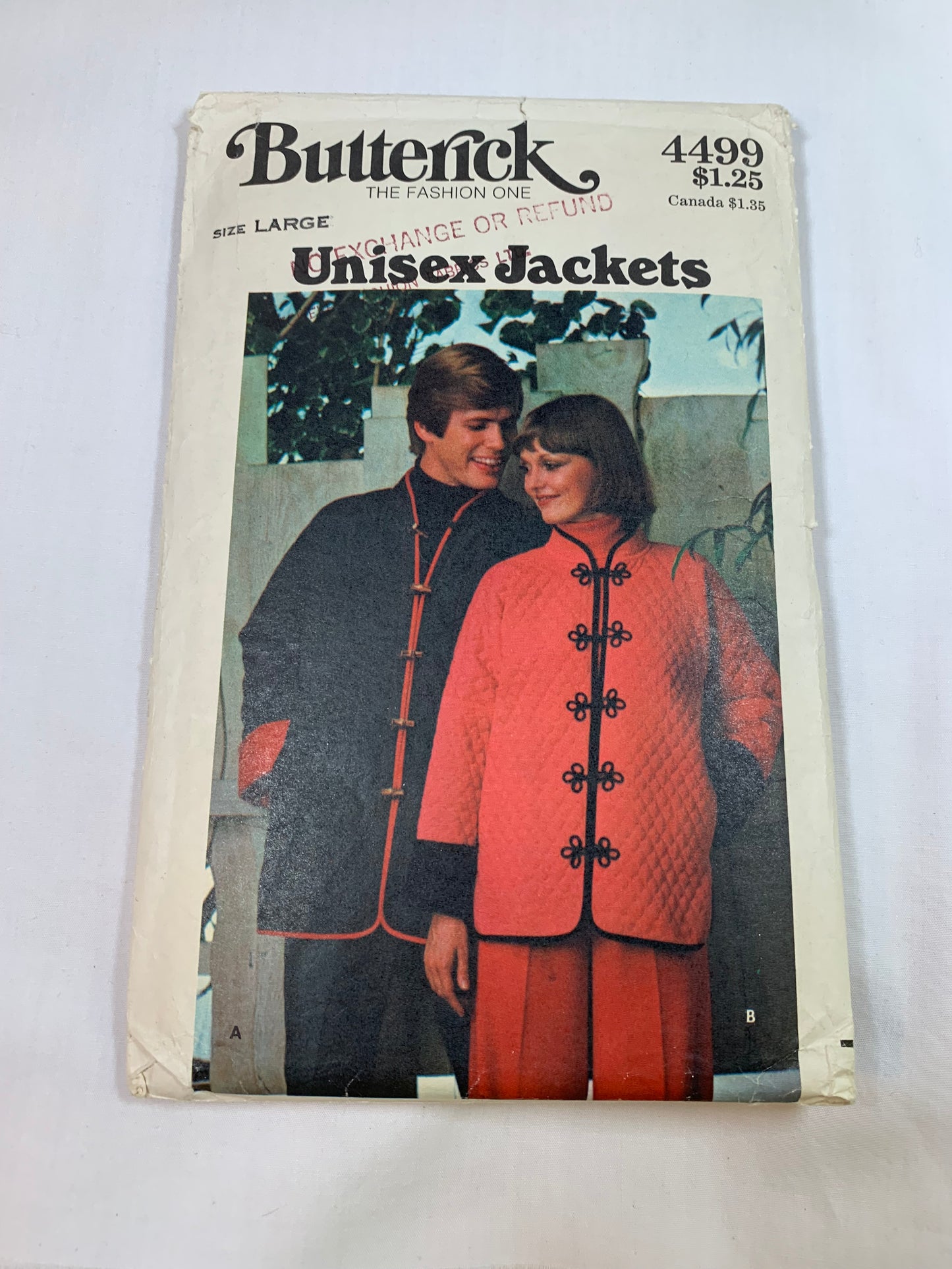 Butterick Sewing Pattern 4499 Misses'/Men's Unisex Jacket, Long Kimono Sleeves, Loose-Fitting, Pockets, Side Slts, Size 16-18, Cut, Vintage 1991