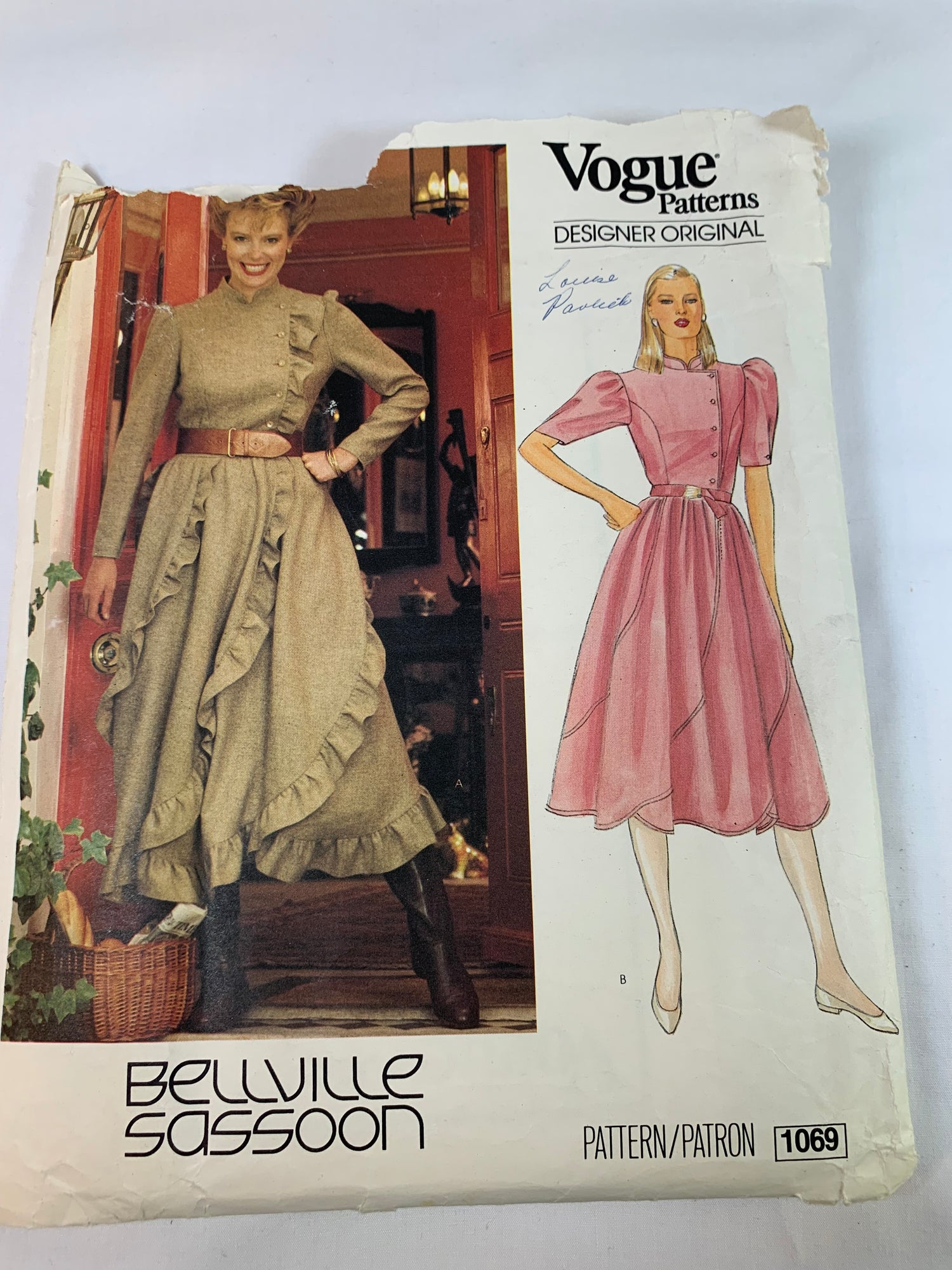Vogue Bellville Sassoon Sewing Pattern 1069 Misses' Dress, Two Lengths, A-Line, Princess Seams, Sleeveless, Long/Short Sleeves, Size 10, Cut, 2006