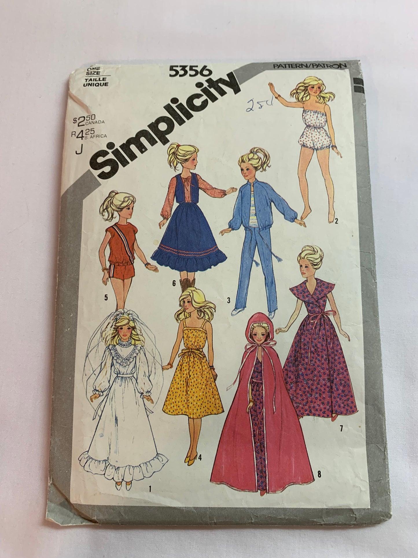 Simplicity Sewing Pattern 5356 Wardrobe for 11-12 Inch Dolls, Barbie, Darci, Pants, Jacket, Cape, Wedding, Skirt, Tops, Dress, Jumpers, Wedding, Cape, Vest, Cut, Vintage 1981